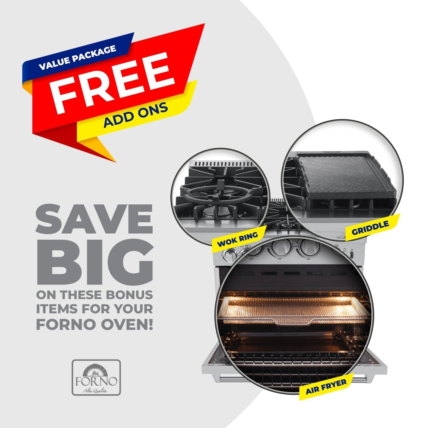 Forno FFSGS6276-30 Pro Style 30″ All Gas Range
