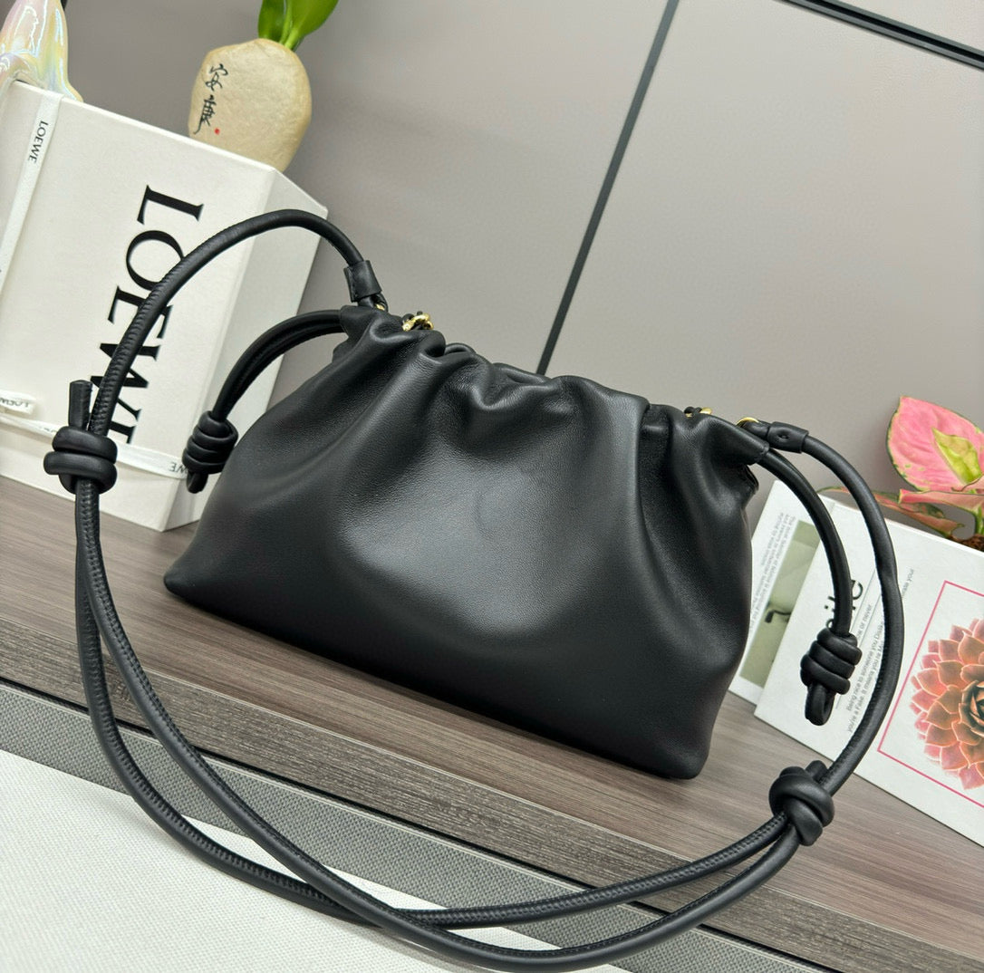 Loew Medium Flamenco Bag 30cm Black Lambskin