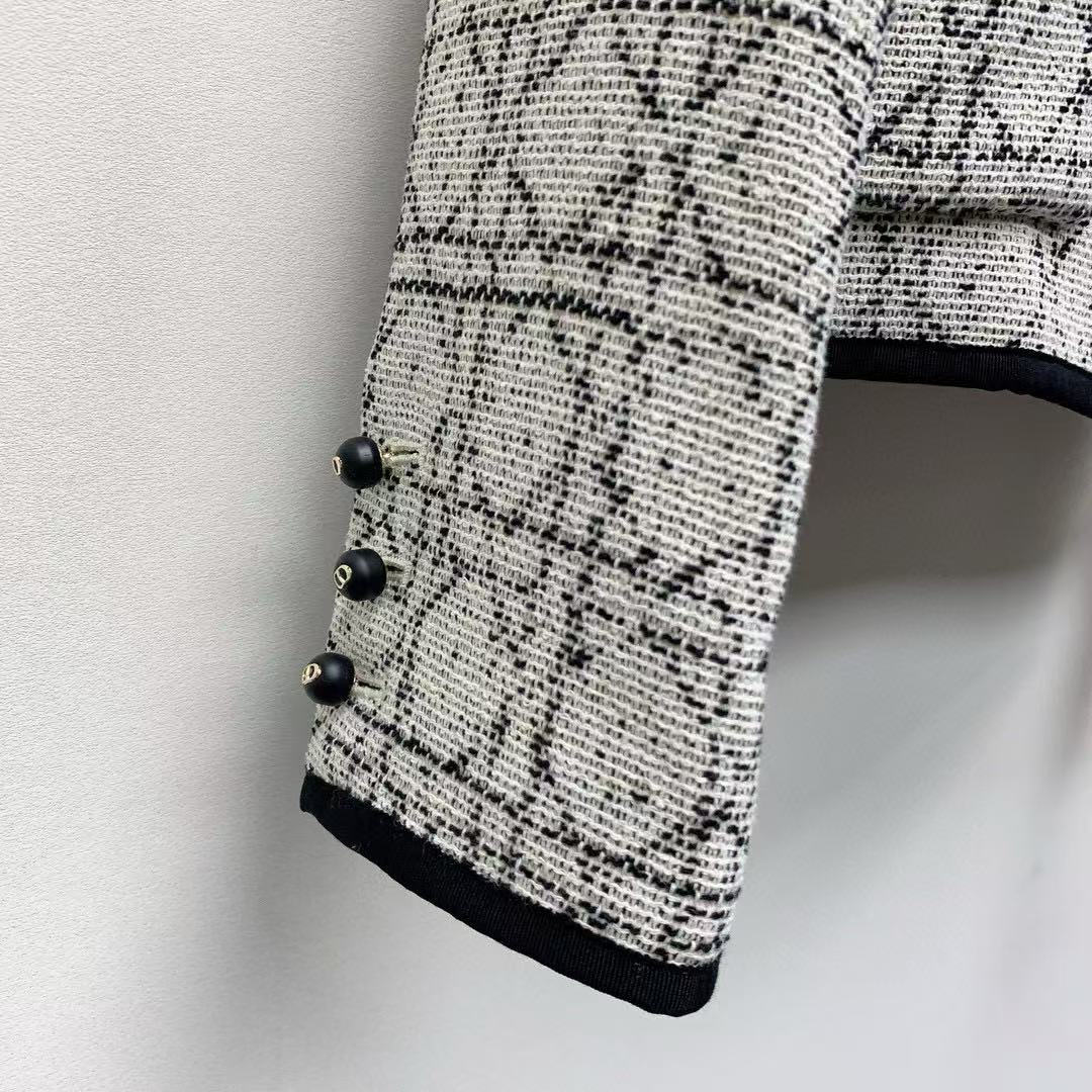 Dior Tweed Jacket Gray Black Cotton Polyester
