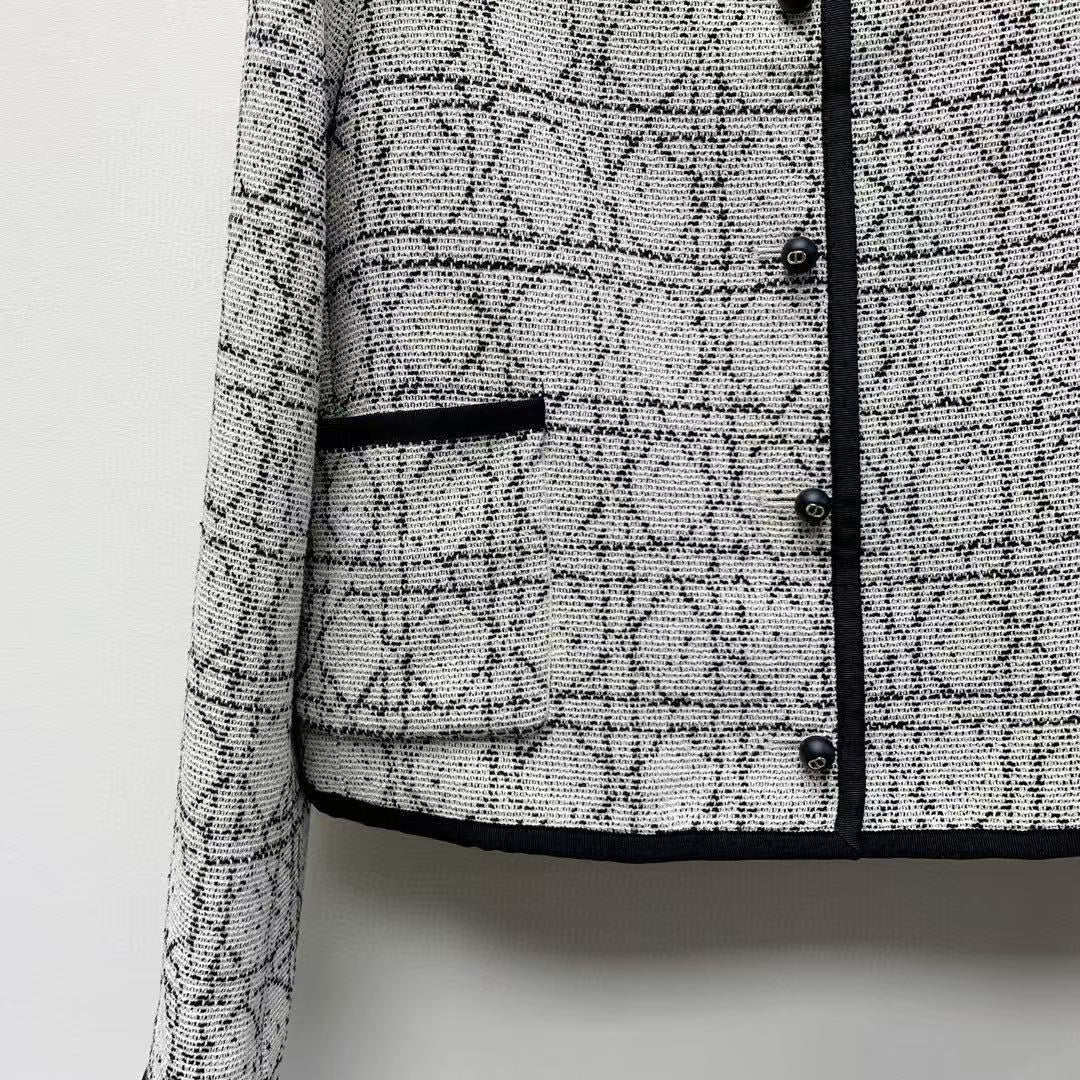 Dior Tweed Jacket Gray Black Cotton Polyester