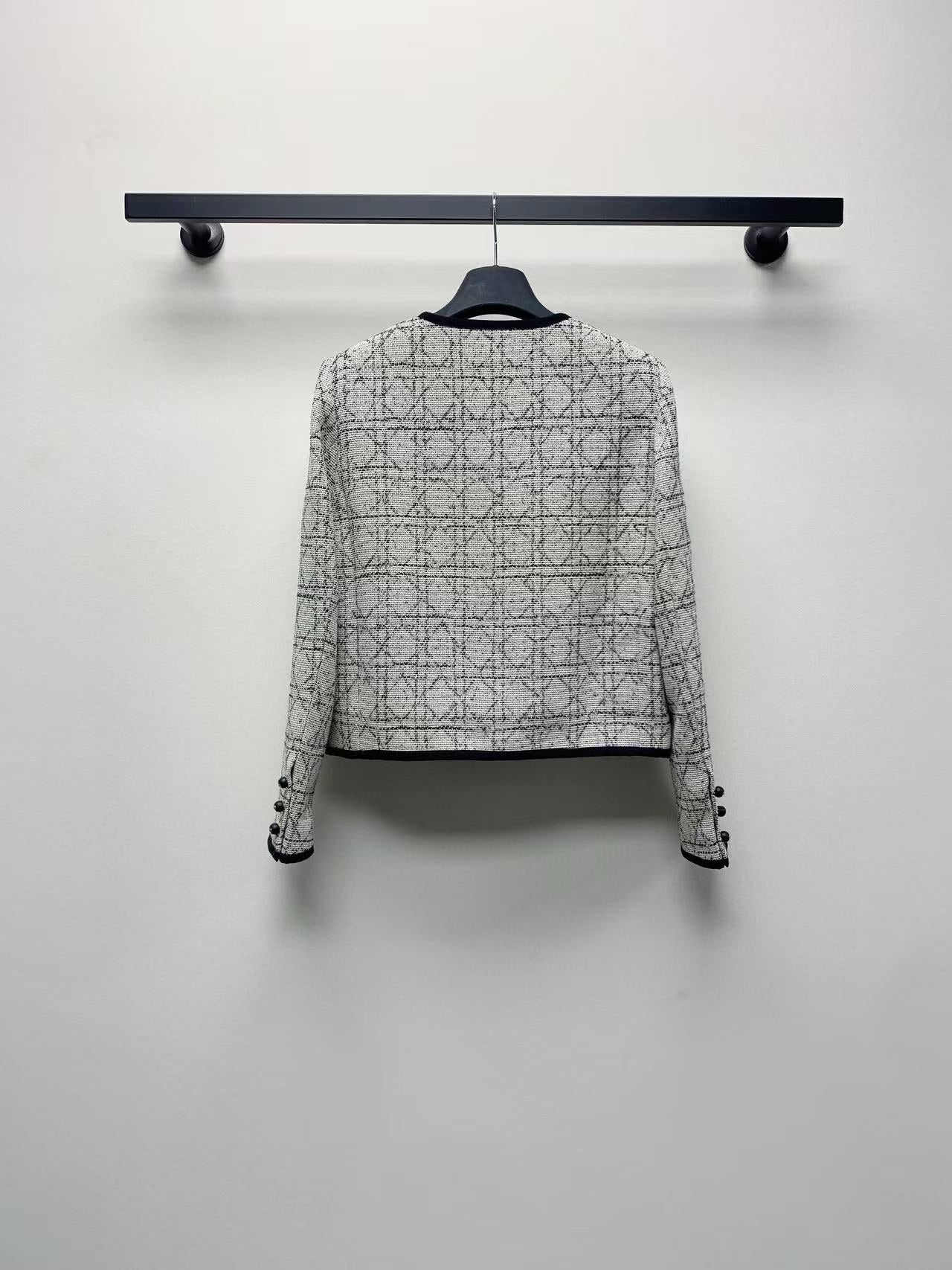 Dior Tweed Jacket Gray Black Cotton Polyester