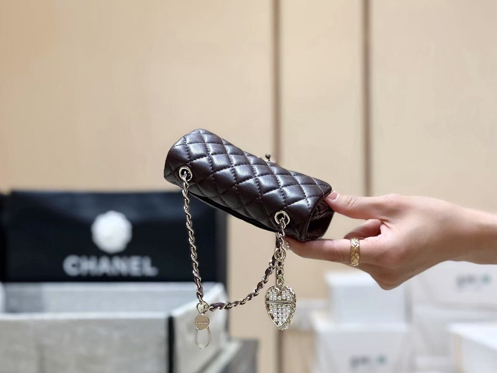 Chanel Mini Bag Wine Red Sheepskin