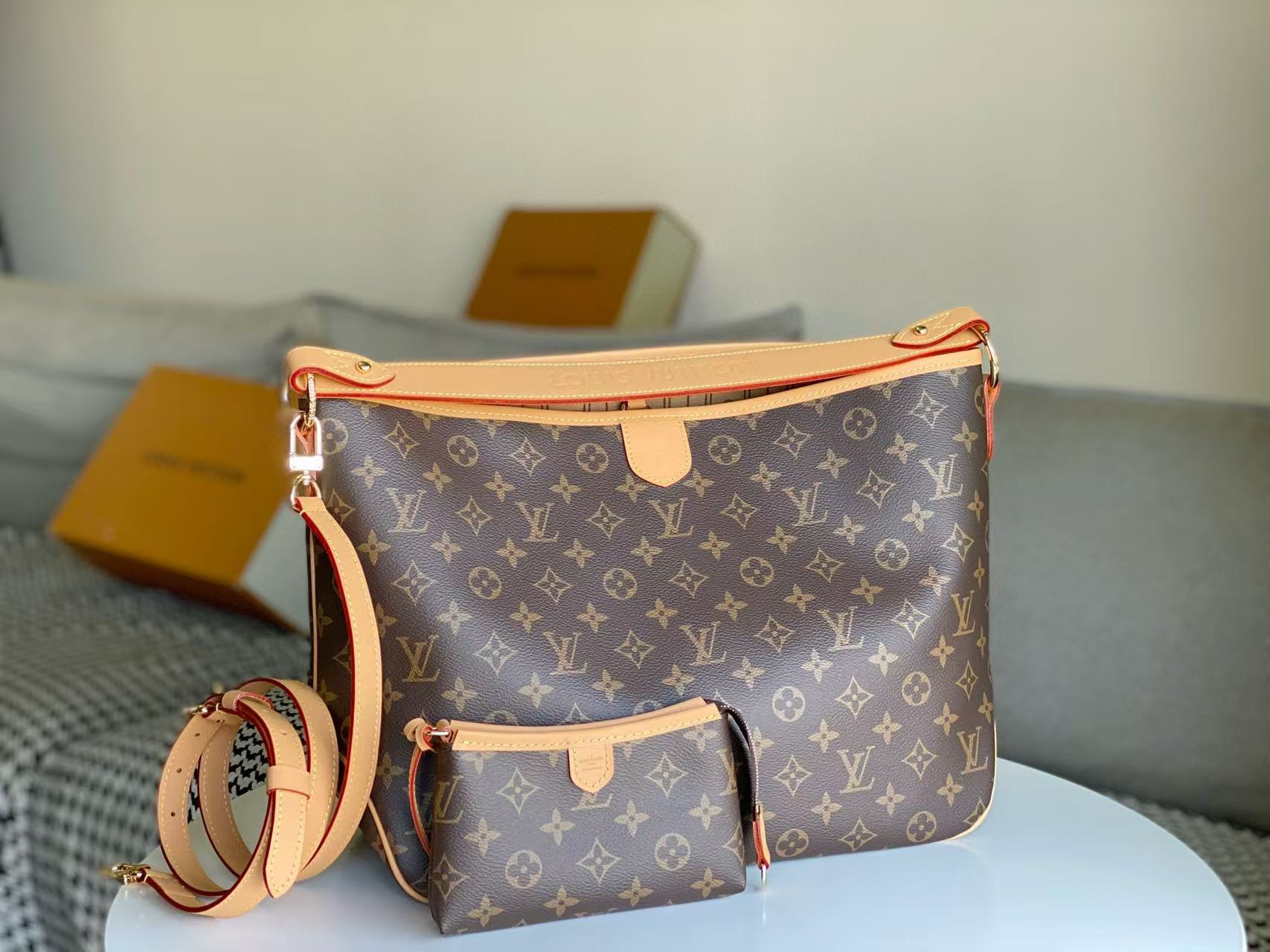 LV Monogram Bag 46cm Brown Beige Cowhide