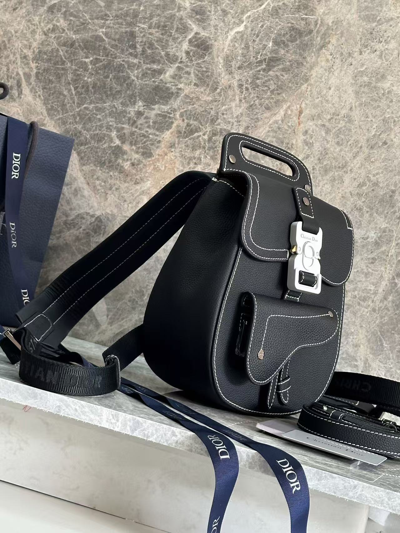Dior Gallop Sling Bag Black Grained Calfskin