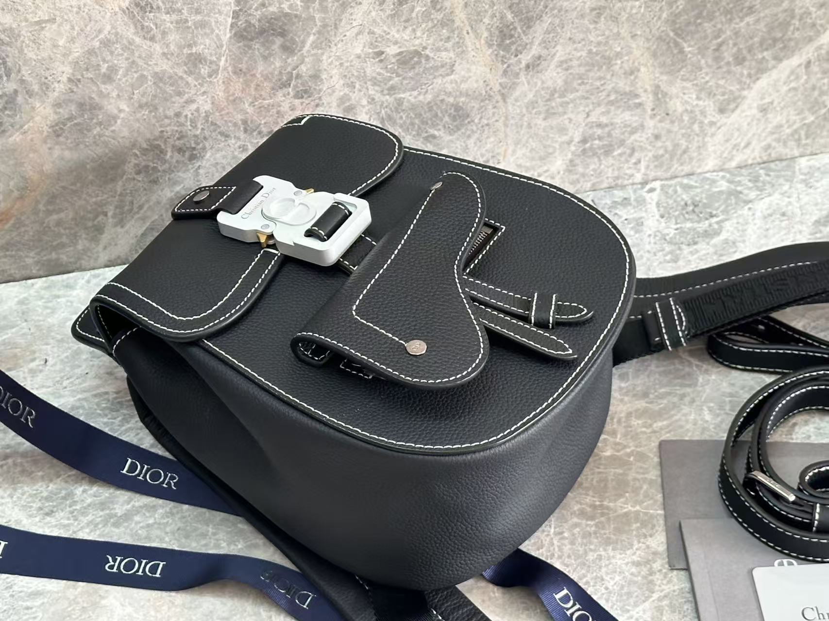 Dior Gallop Sling Bag Black Grained Calfskin