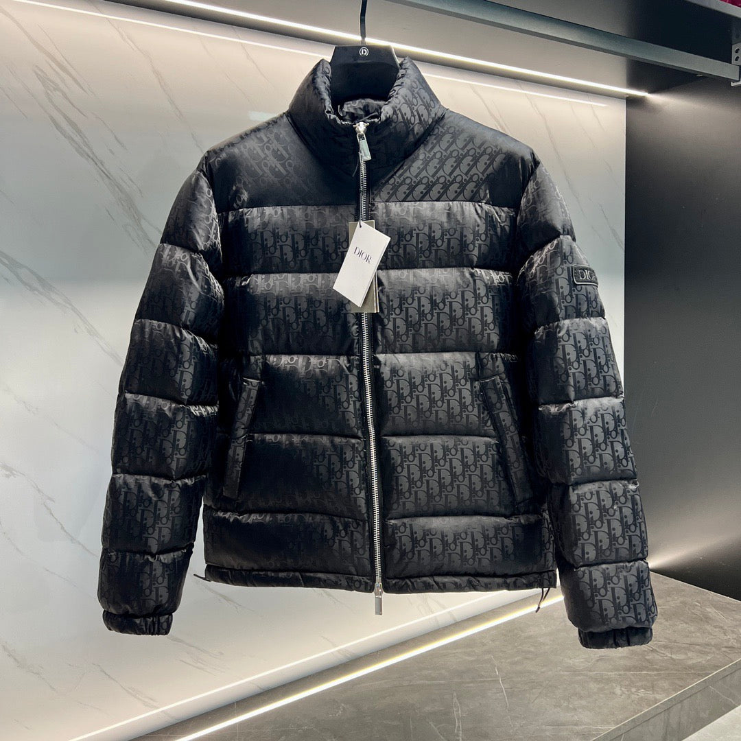 Dior Oblique Down Jacket Black Jacquard Fabric