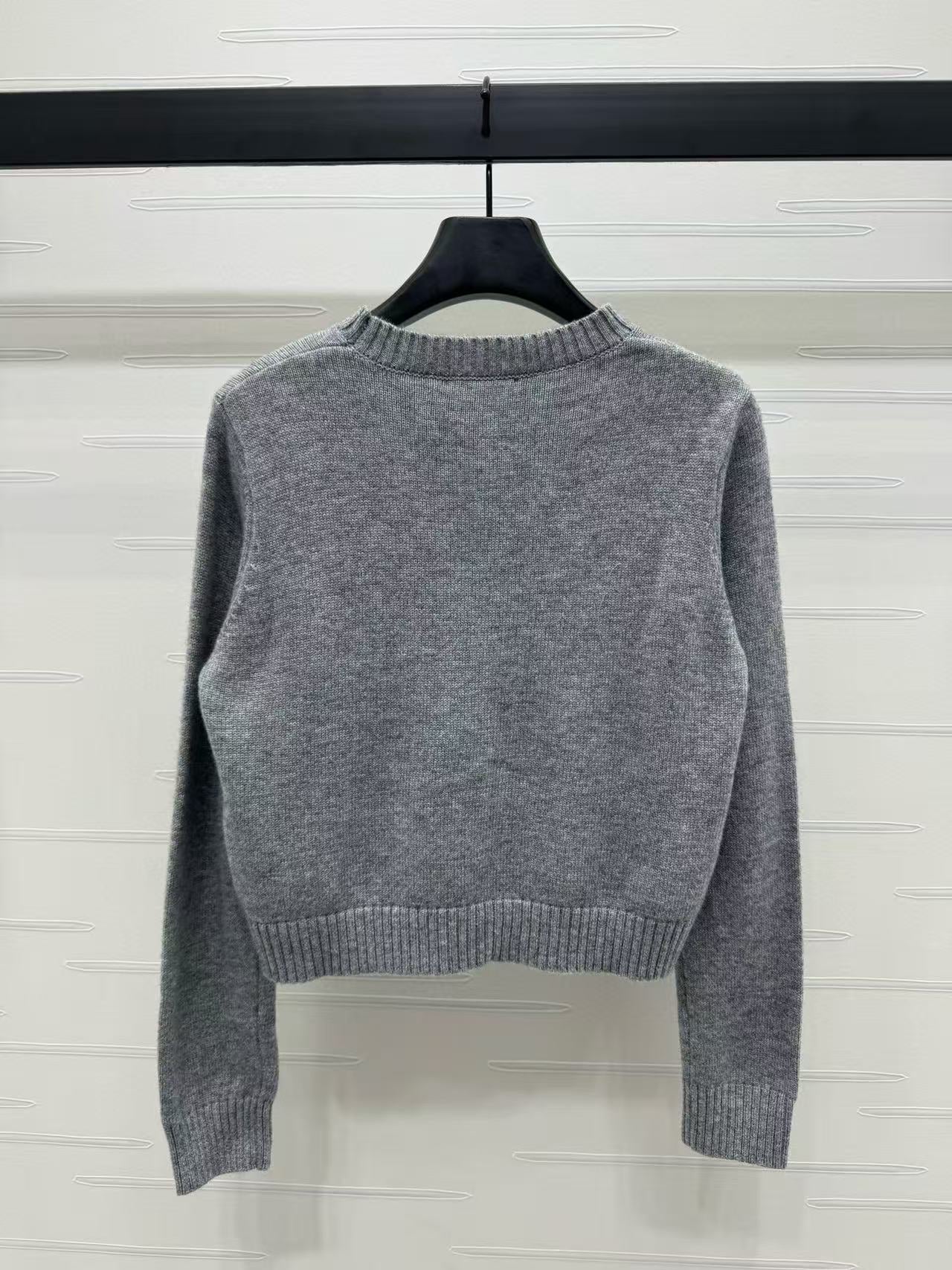 Prada Sweater Gray White Wool