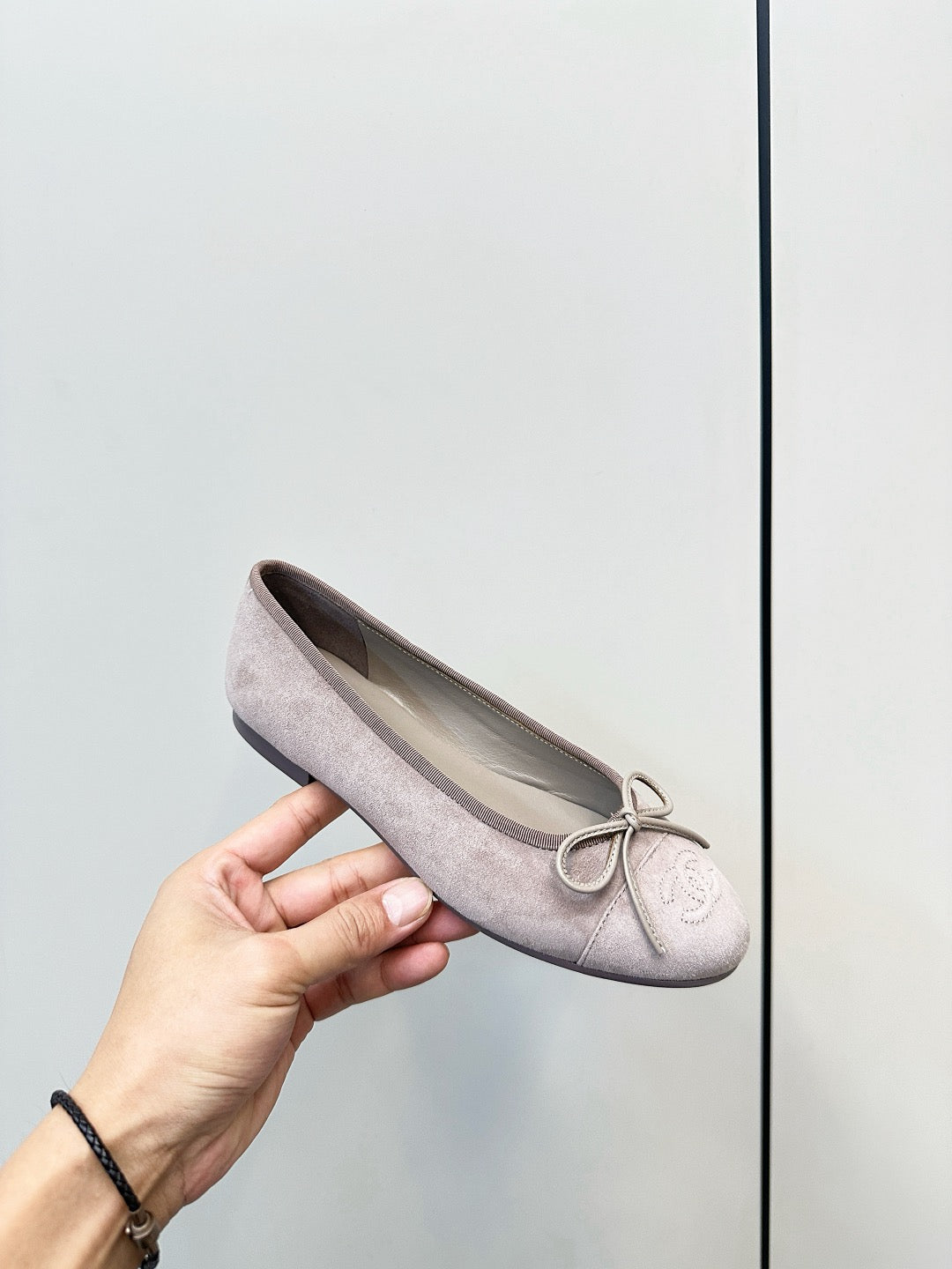 Chanel Ballet Flat Soft Blush Pink Suede