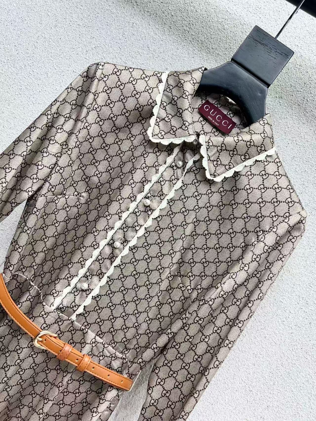 Gucci Shirt Dress Beige Polyester