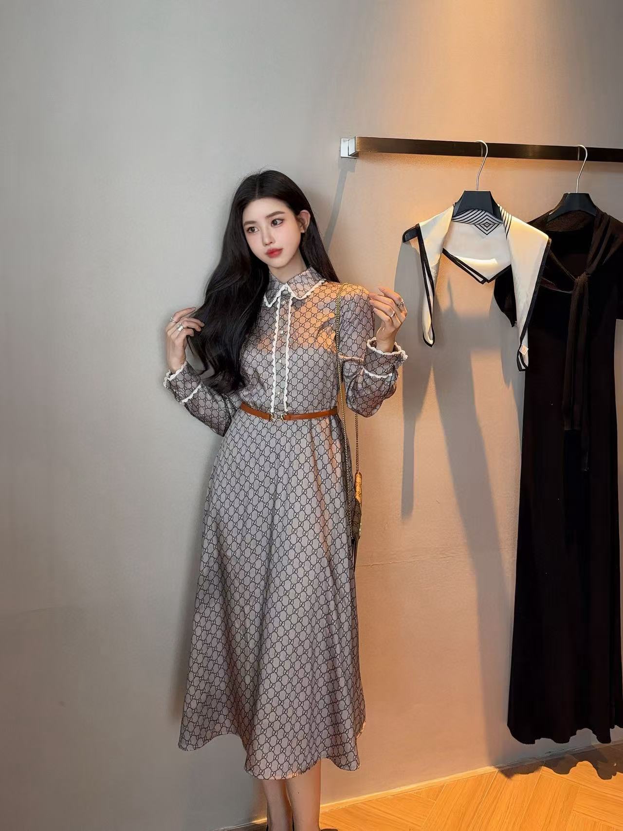 Gucci Shirt Dress Beige Polyester