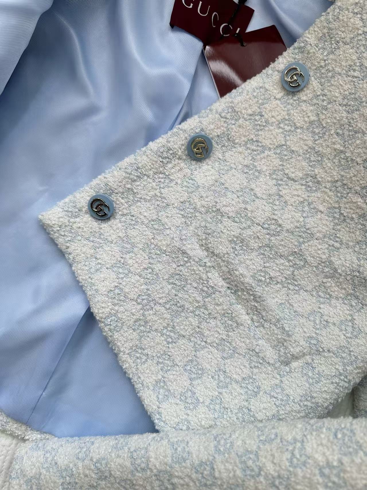 Gucci Jacket Blue Tweed Fabric