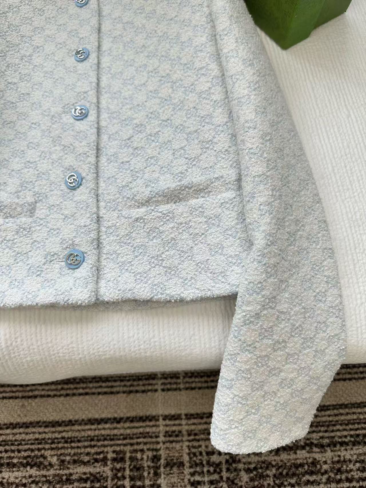 Gucci Jacket Blue Tweed Fabric
