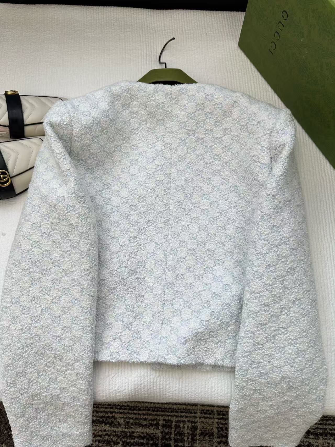 Gucci Jacket Blue Tweed Fabric