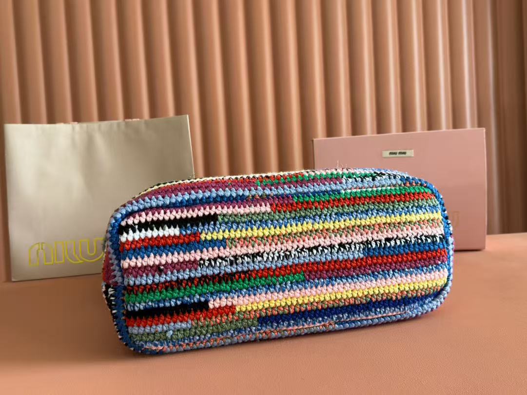 Miumiu Bag 40cm Multicolor Straw-woven And Cotton