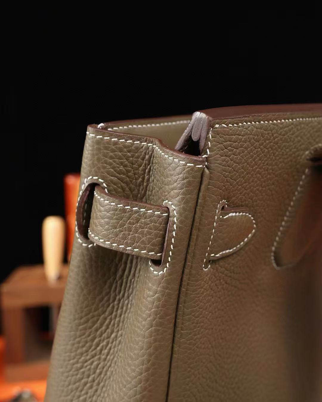 HM 25 Hac a Dos PM Bag Etoupe Silver Togo Leather