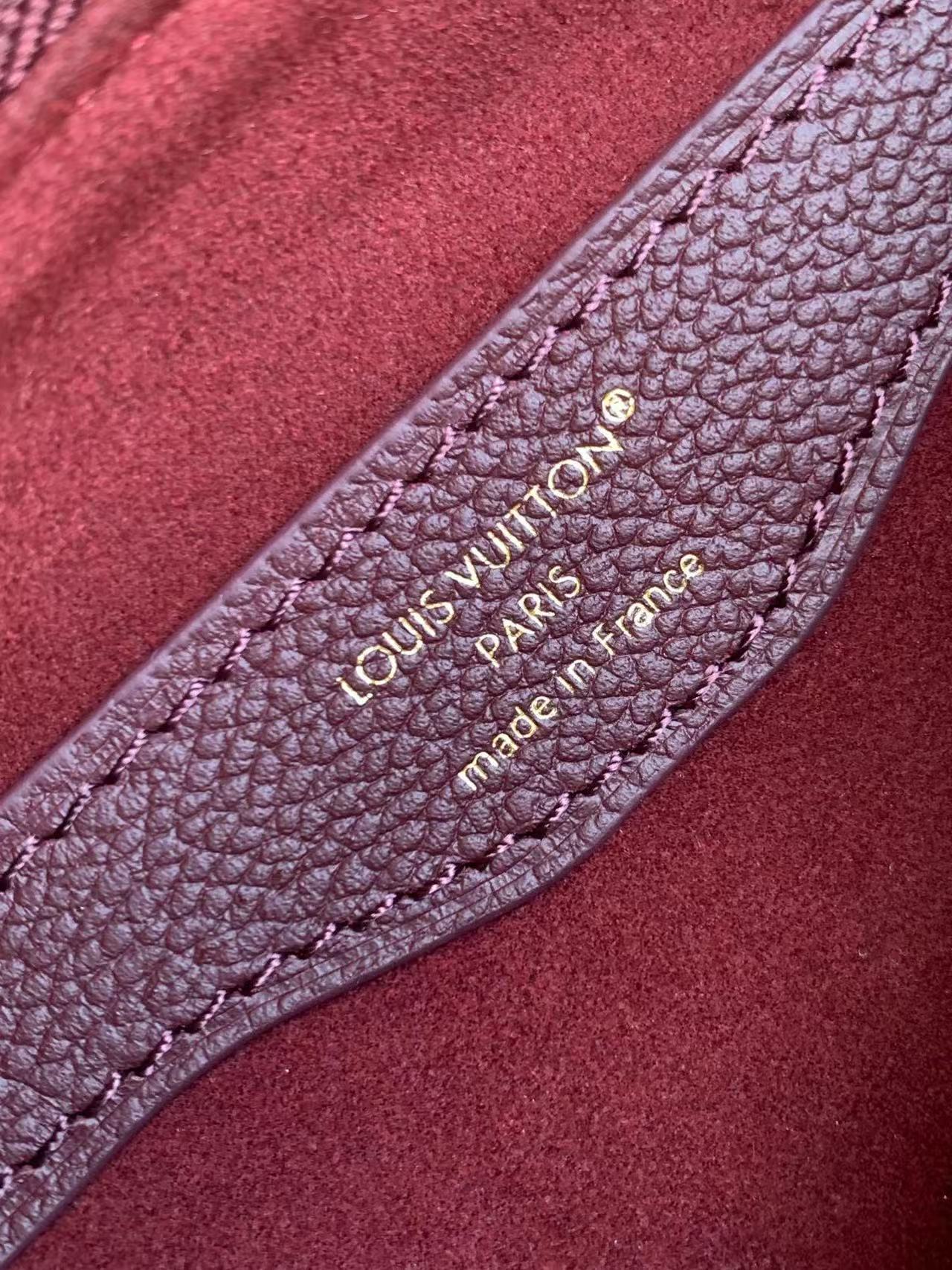LV Boulogne PM Bag Burgundy Gold Embossed Grained Cowhide Leather