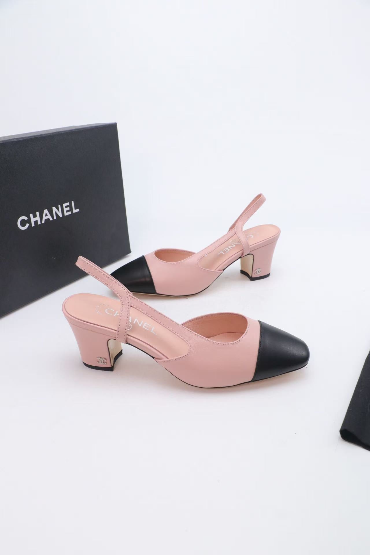 Chanel 2025 Slingback Pink Black Lambskin