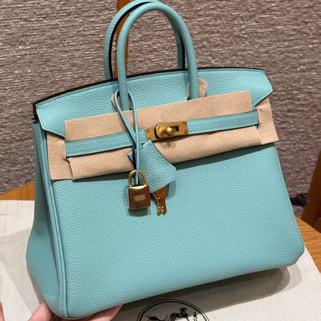 Hermes 2025 Birkin Bag Blue Atoll Epsom Leather