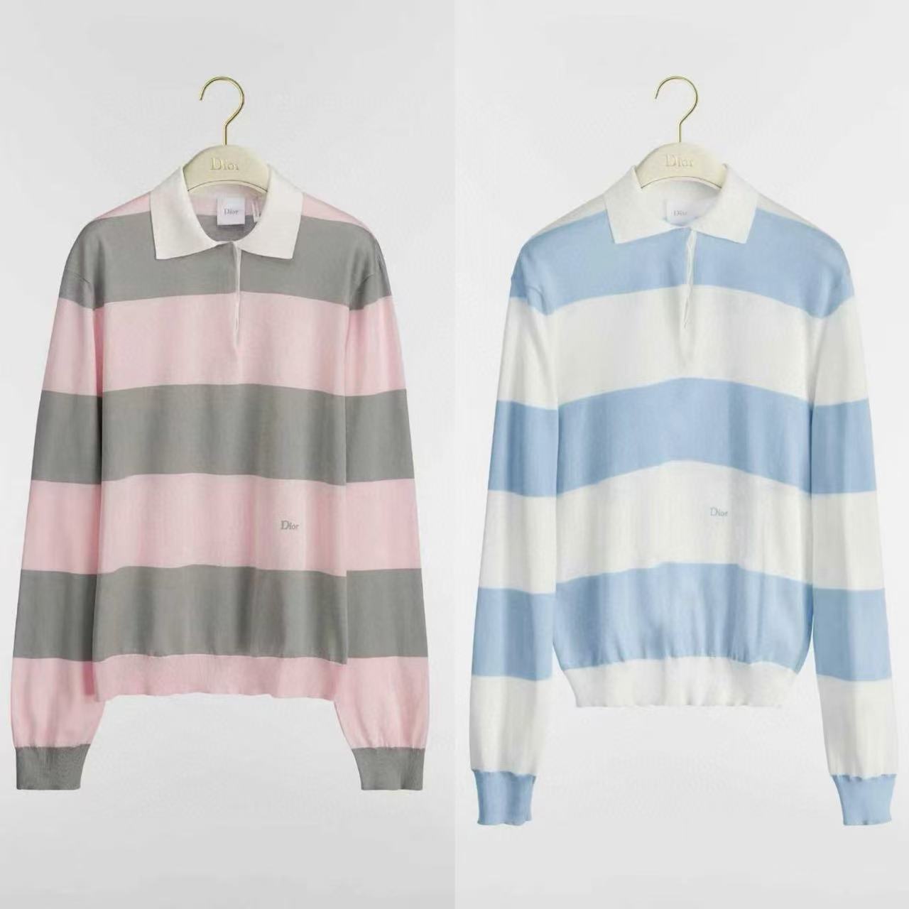 Dior 2026 Marinière Long-Sleeved Polo Shirt Cotton