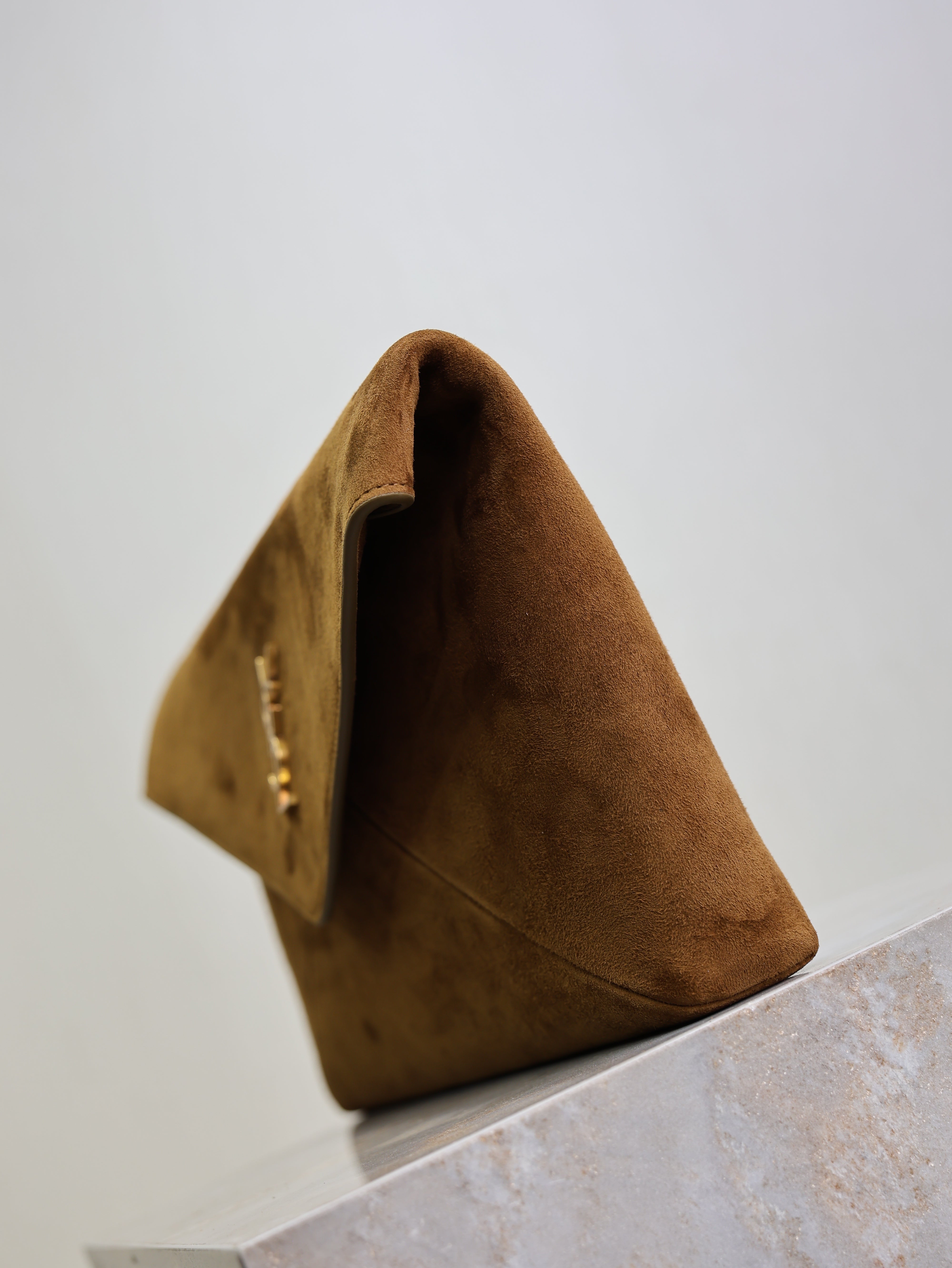 YSL 2026 Cassandre Envelope Bag 29.5cm Brown Suede