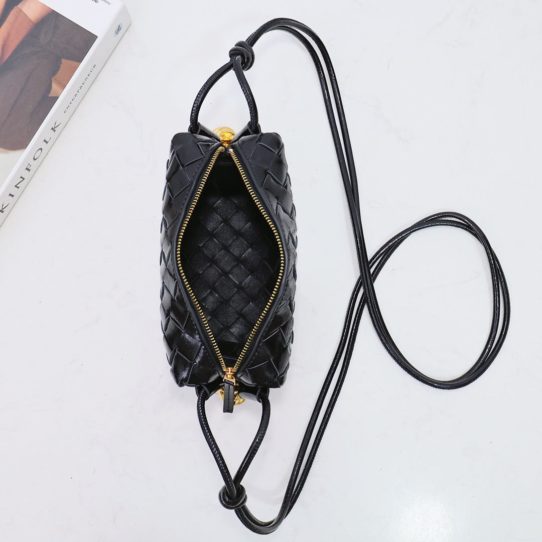 Bottega Veneta 2026 Mini Loop Metal Knots Black Calfskin