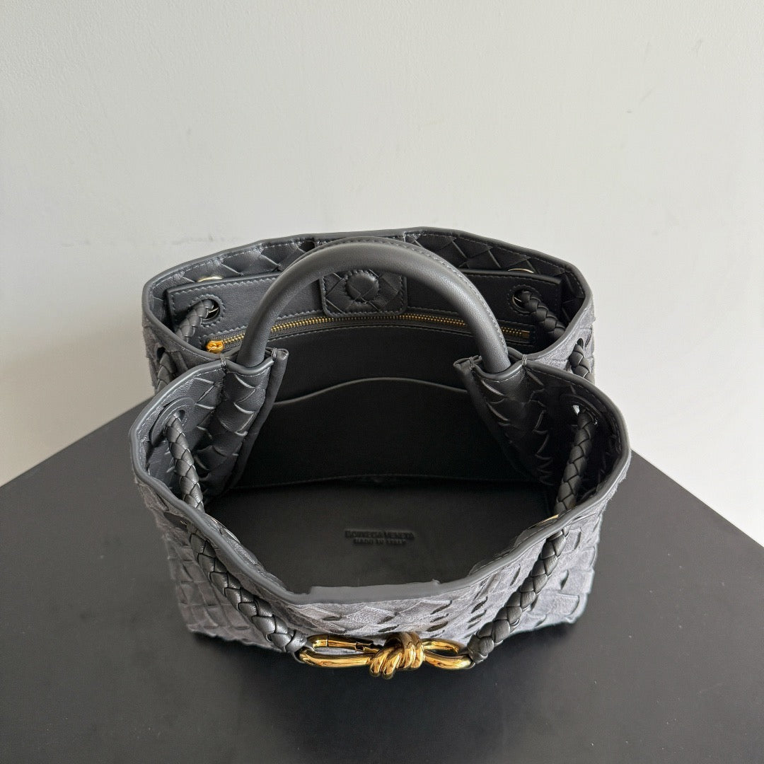 BV 2026 Andiamo 25cm Bag Dark Grey Suede Leather