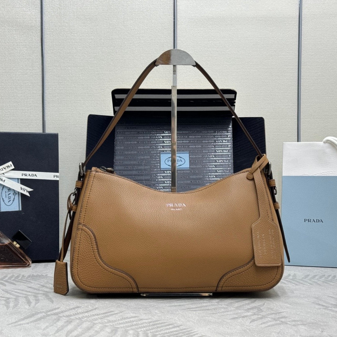Prada 2026 Aimée Shoulder Bag 36cm Brown Leather