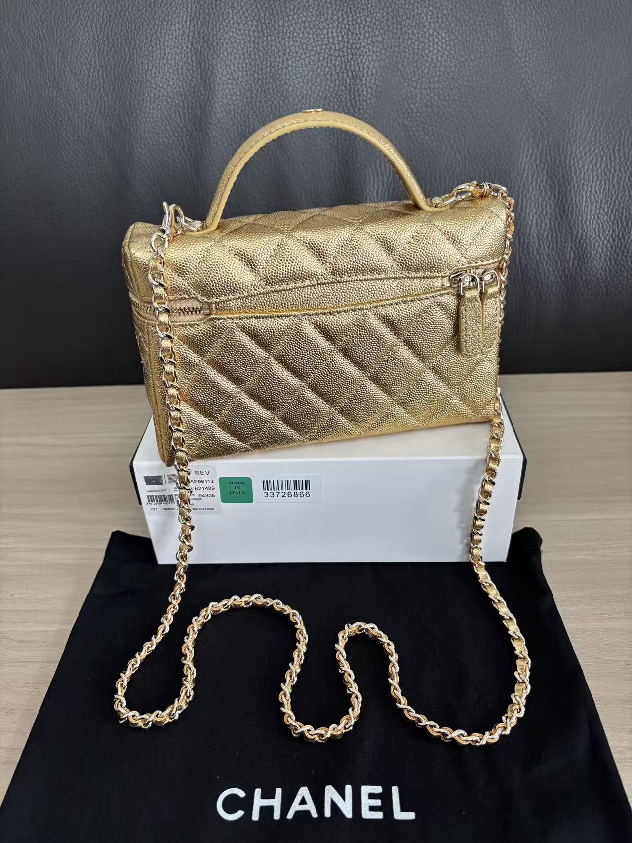 Chanel 2026 Vanity With Chain Gold Metallic Shiny Lambskin
