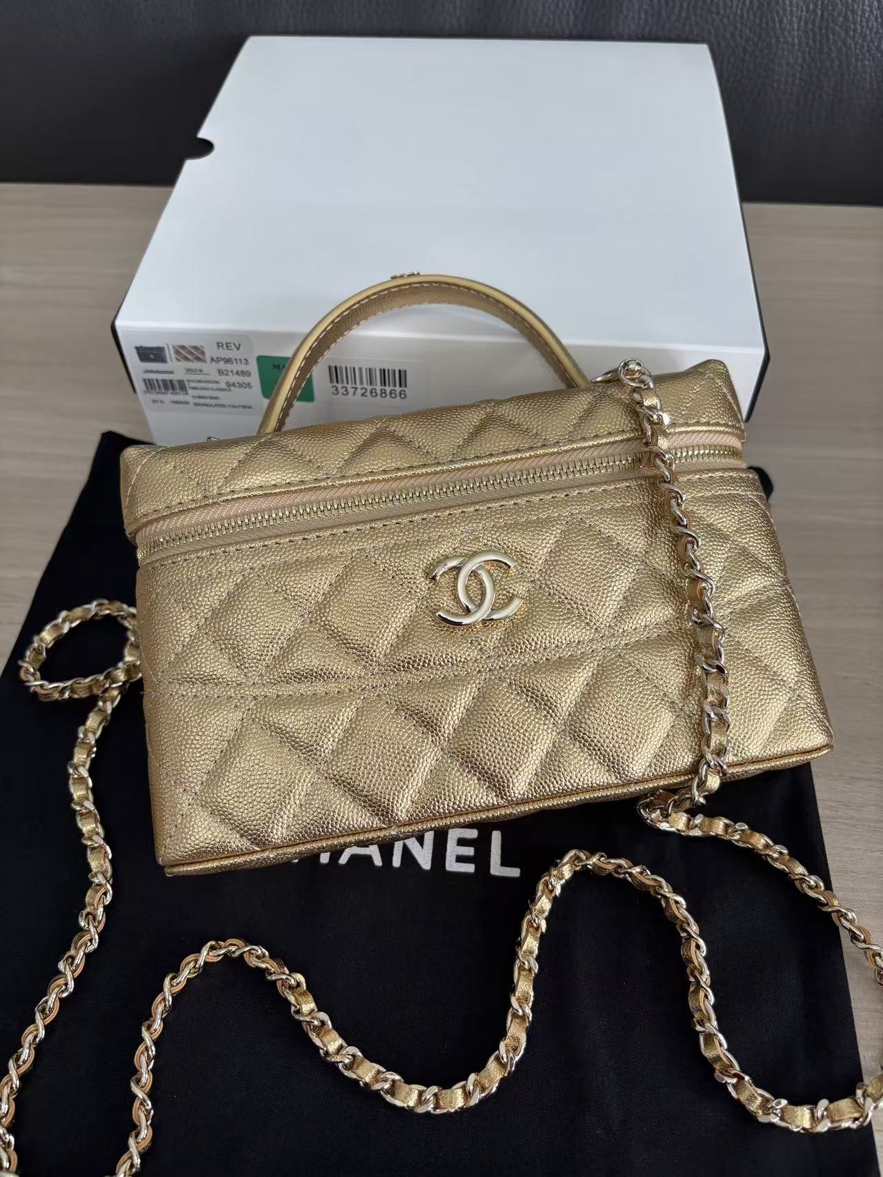 Chanel 2026 Vanity With Chain Gold Metallic Shiny Lambskin