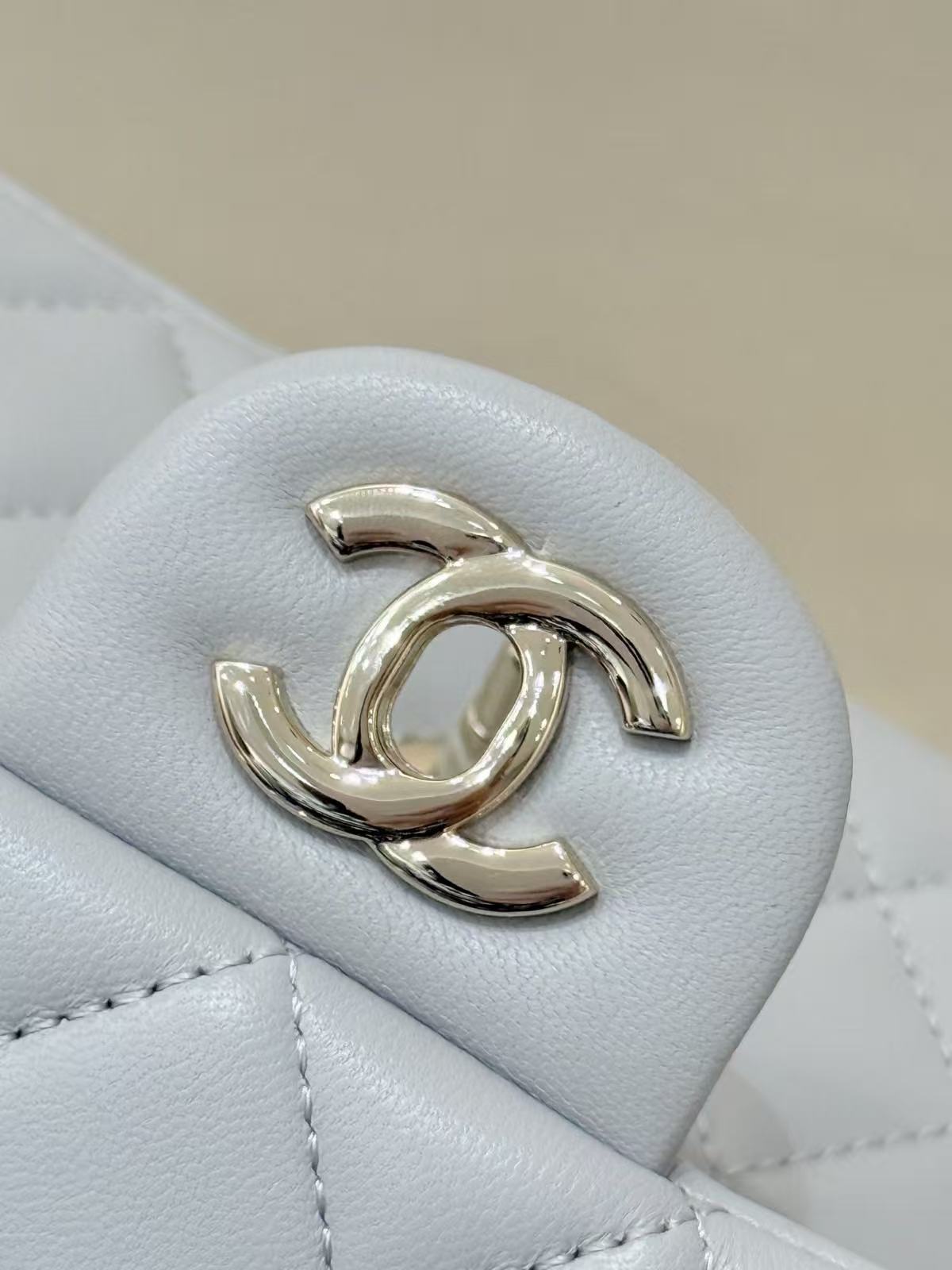 Chanel 2026 Rectangular Top Handle Flap Bag Light Grey Lambskin