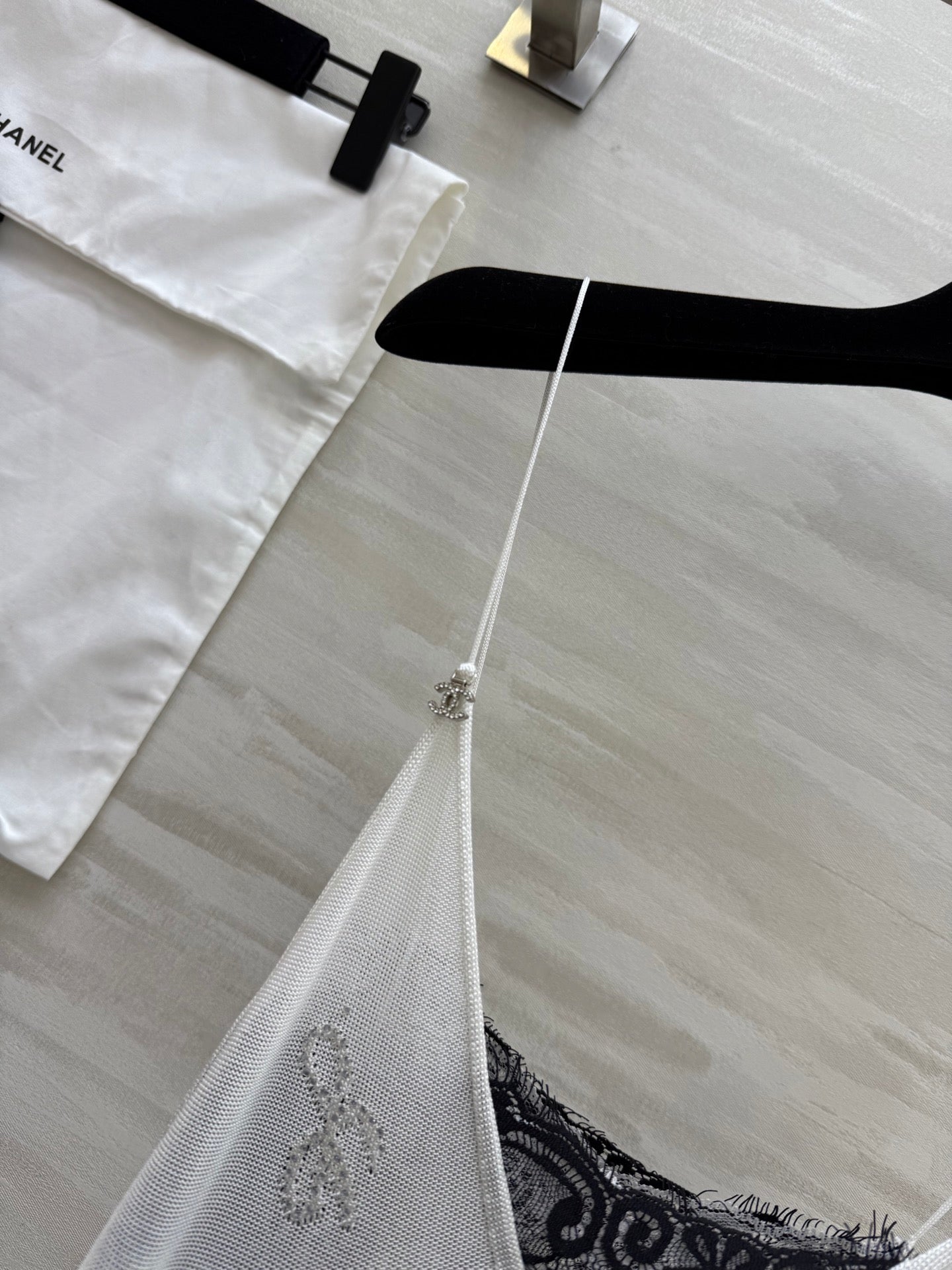 Chanel 2026 Camisole Dress White Lace Cotton