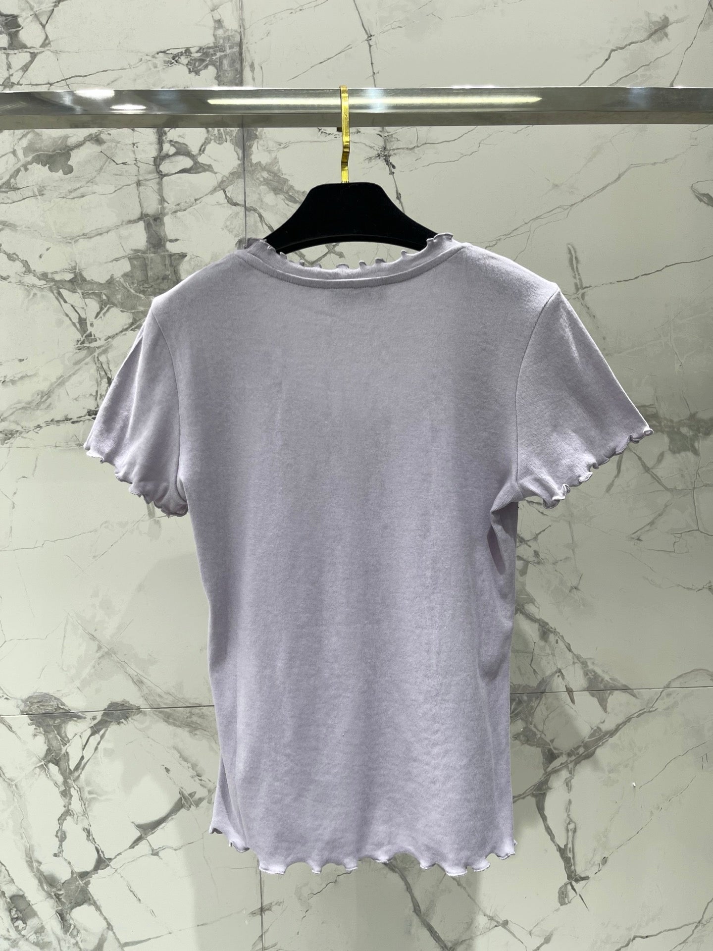 Chanel 2026 Scalloped Neckline T-shirt White Purple Gray Cotton