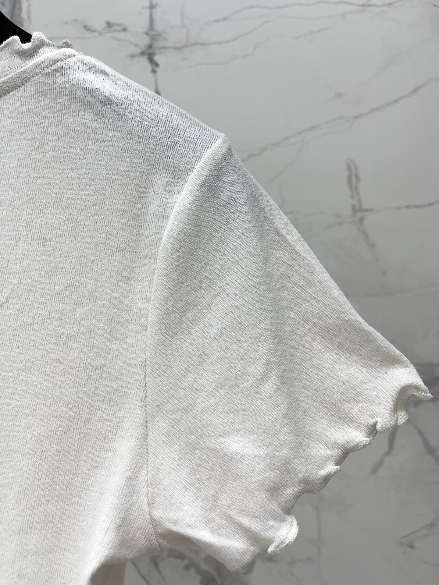 Chanel 2026 Scalloped Neckline T-shirt White Purple Gray Cotton