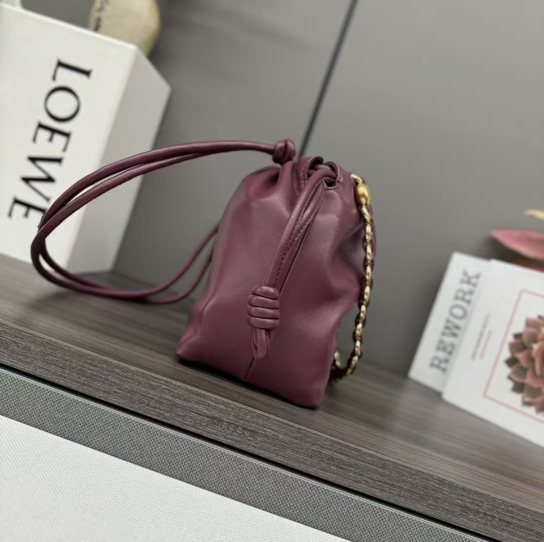 Loewe 2026 Flamenco Purse Bag 30cm Burgundy Nappa Leather