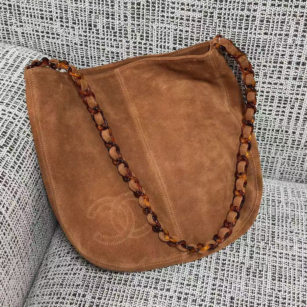 Chanel 2026 Shoulder Bag 33cm Brown Suede