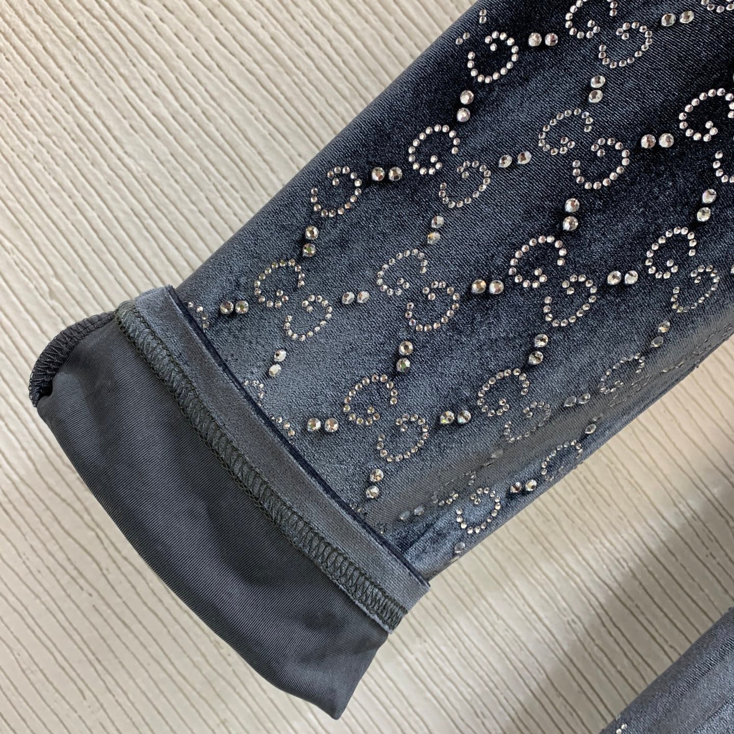 Gucci 2026 GG Crystal Embroidery Jumpsuit Blue Viscose Polyester