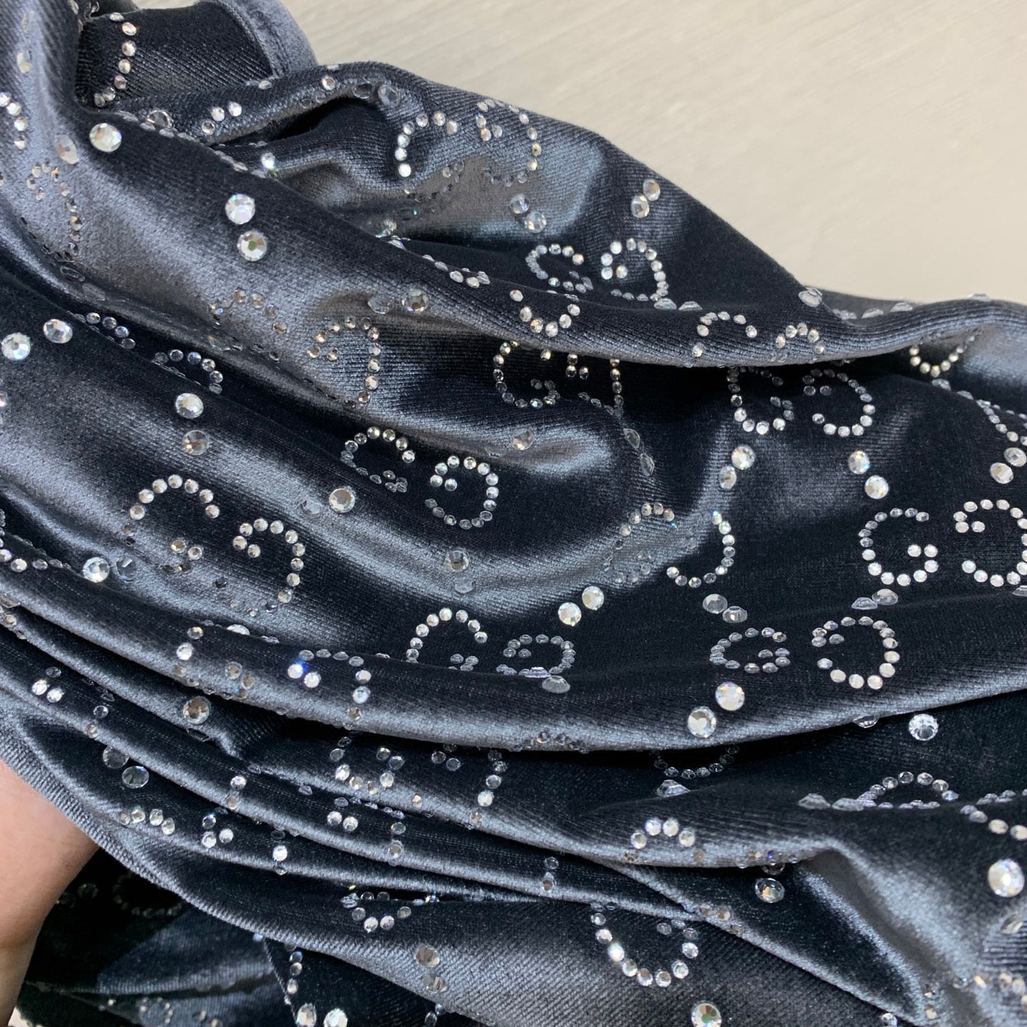 Gucci 2026 GG Crystal Embroidery Jumpsuit Blue Viscose Polyester
