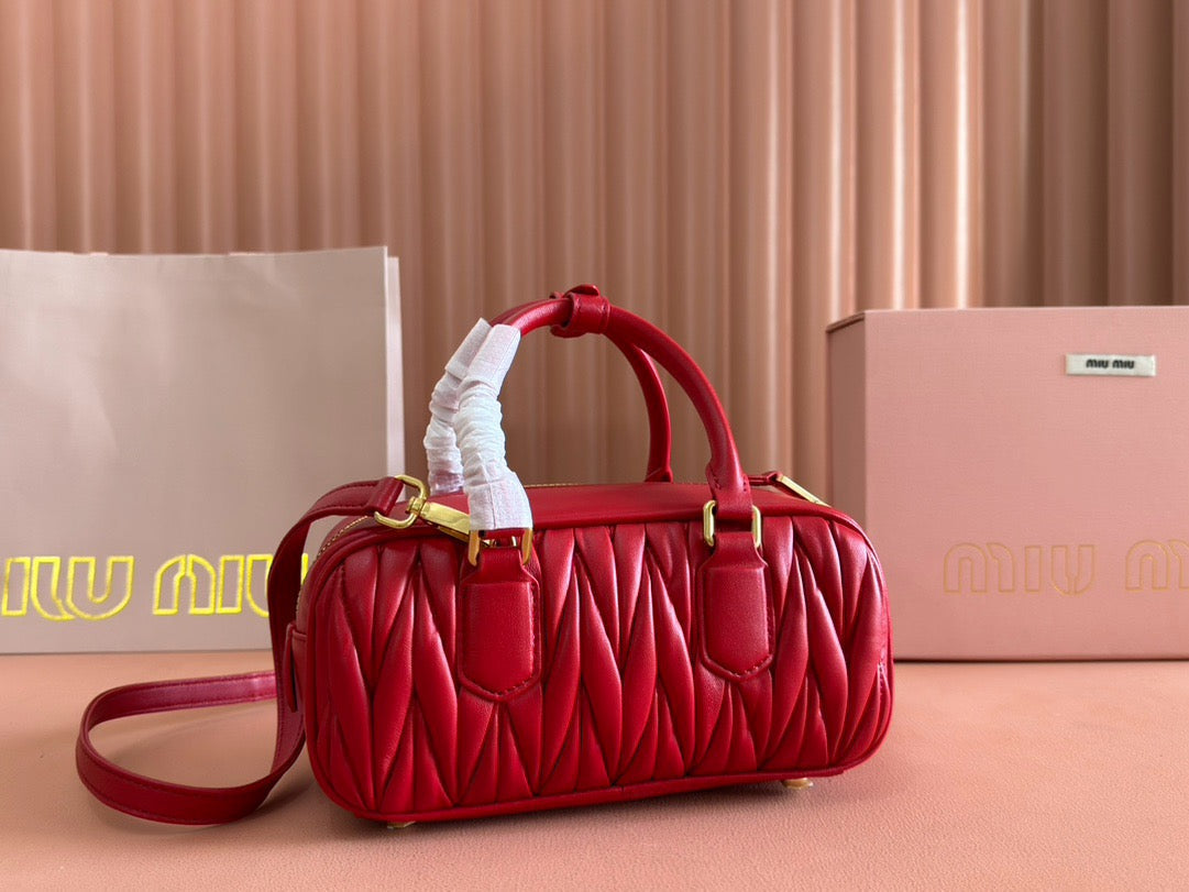 ARCADIE MATELASSE BAG 22 IN CERISE RED CALFSKIN GOLD HARDWARE