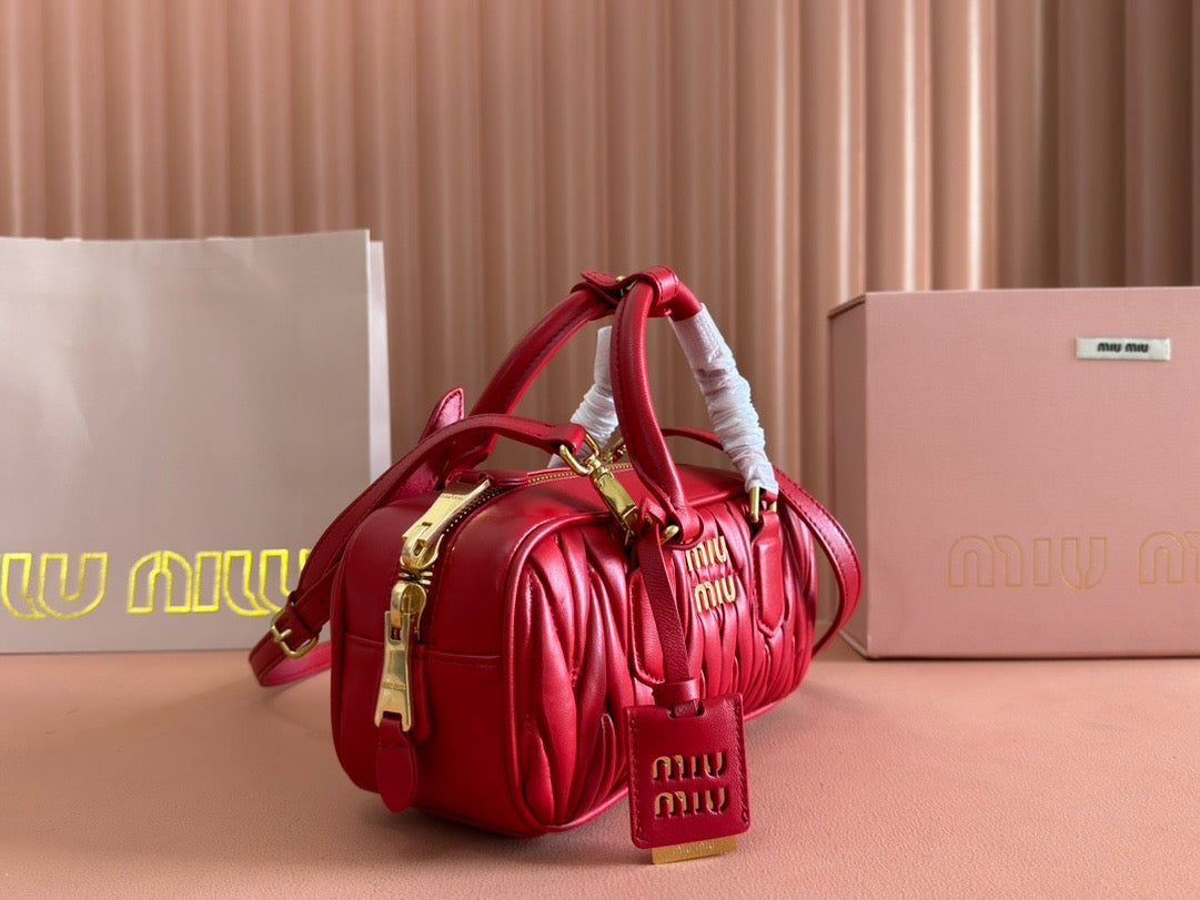 ARCADIE MATELASSE BAG 22 IN CERISE RED CALFSKIN GOLD HARDWARE