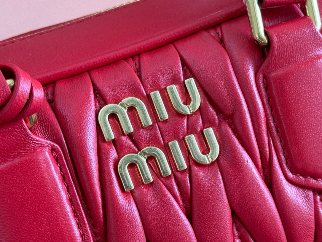 ARCADIE MATELASSE BAG 22 IN CERISE RED CALFSKIN GOLD HARDWARE