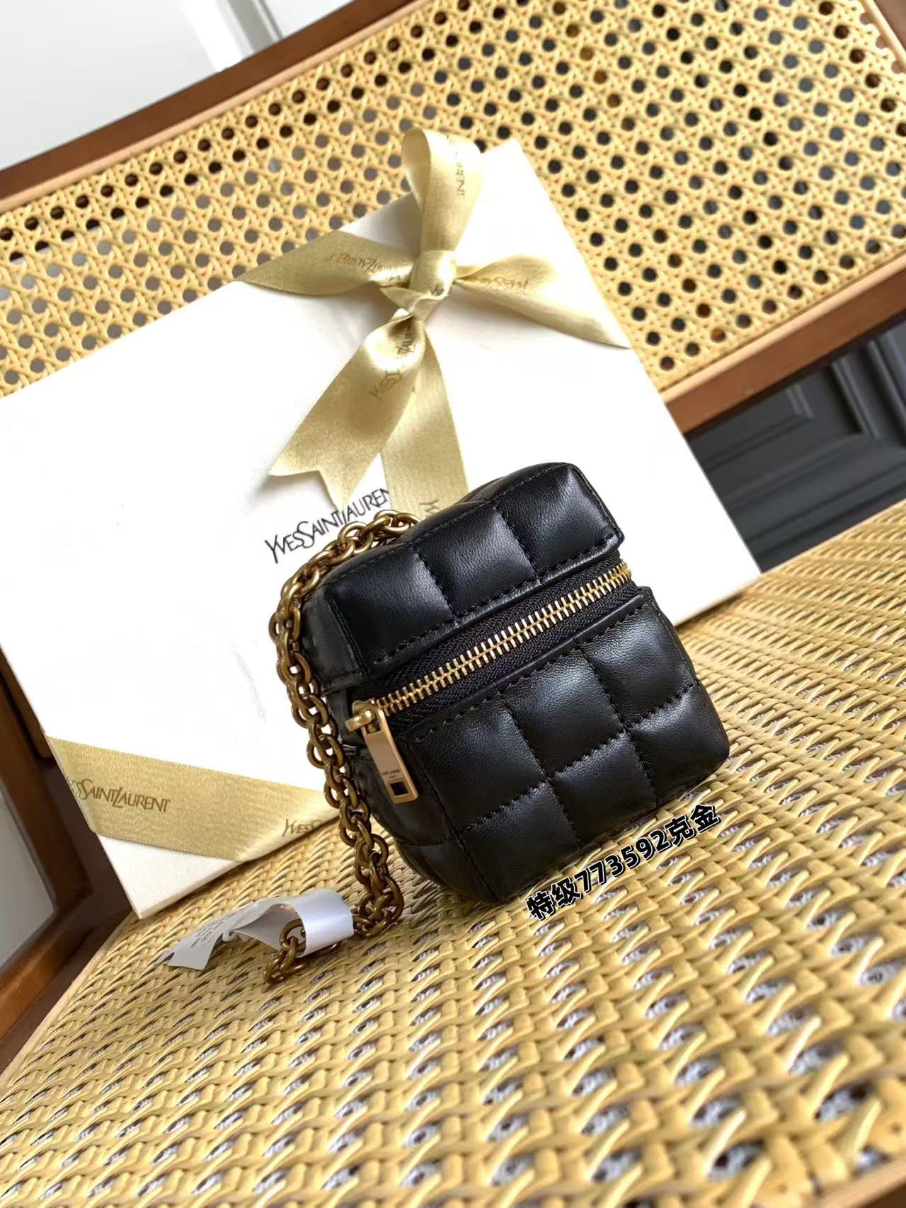 Saint Laurent Cassandre Matelasse Carré Mini Cube On Chain