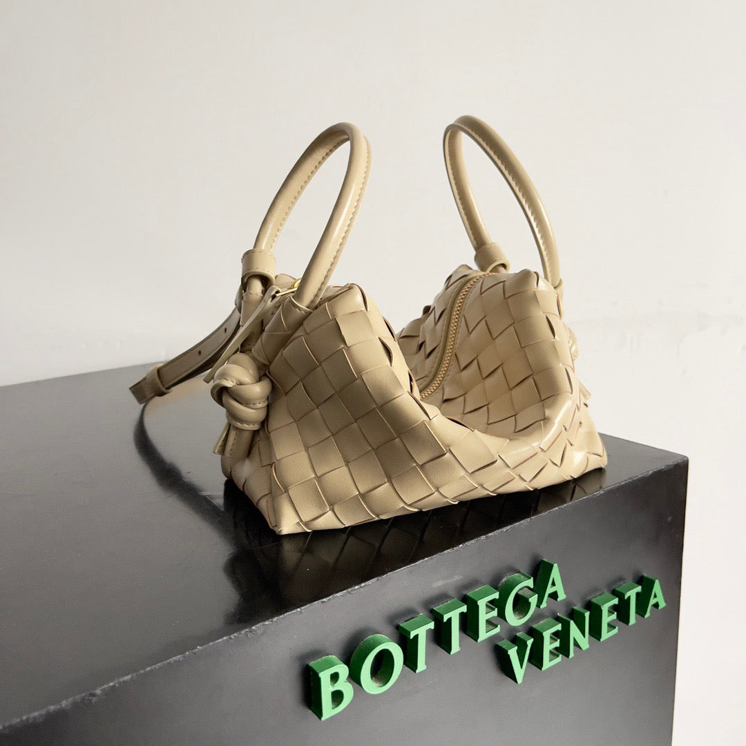 Bottega Veneta 2026 Mini Loop Camera Bag Beige Woven Lambskin Leather