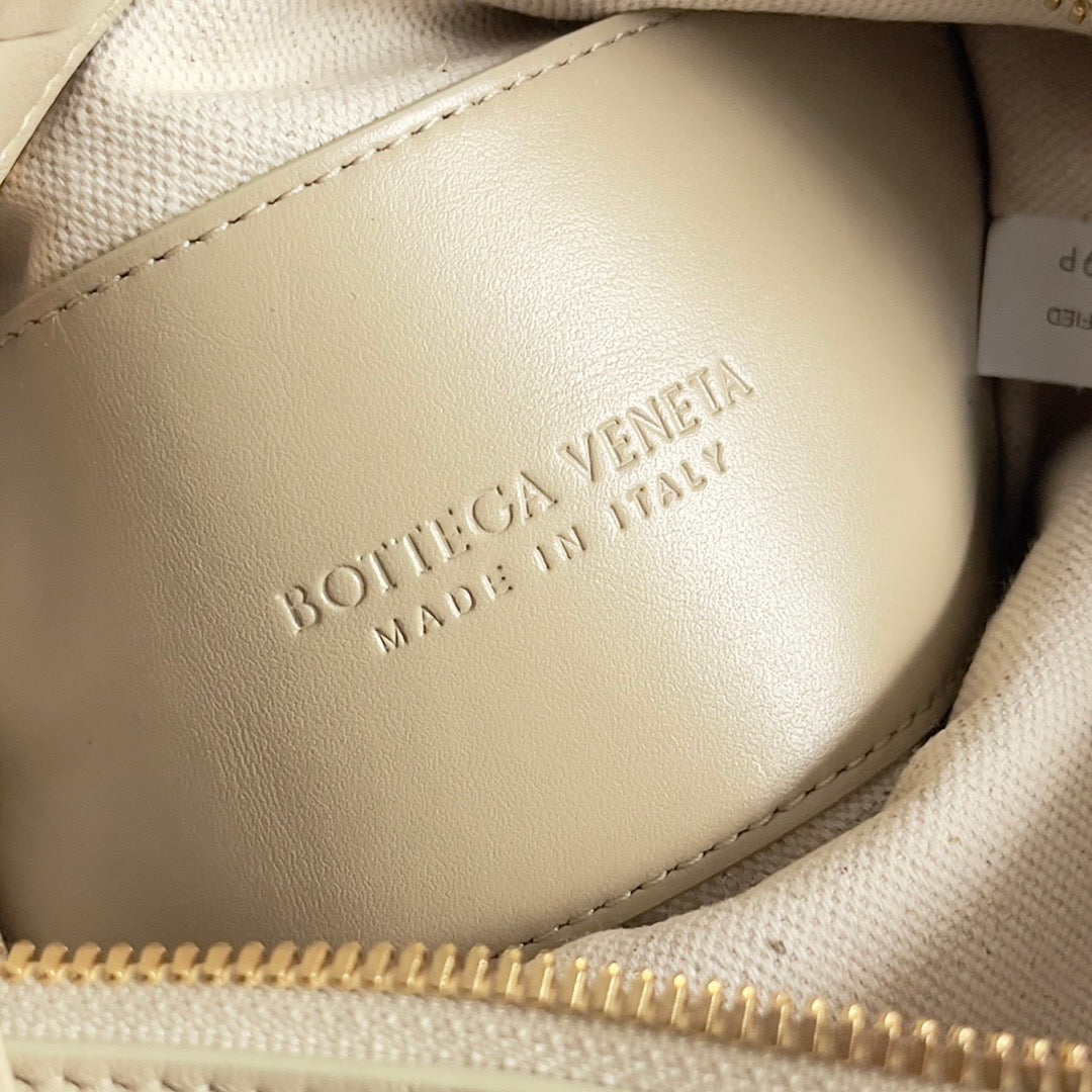 Bottega Veneta 2026 Mini Loop Camera Bag Beige Woven Lambskin Leather