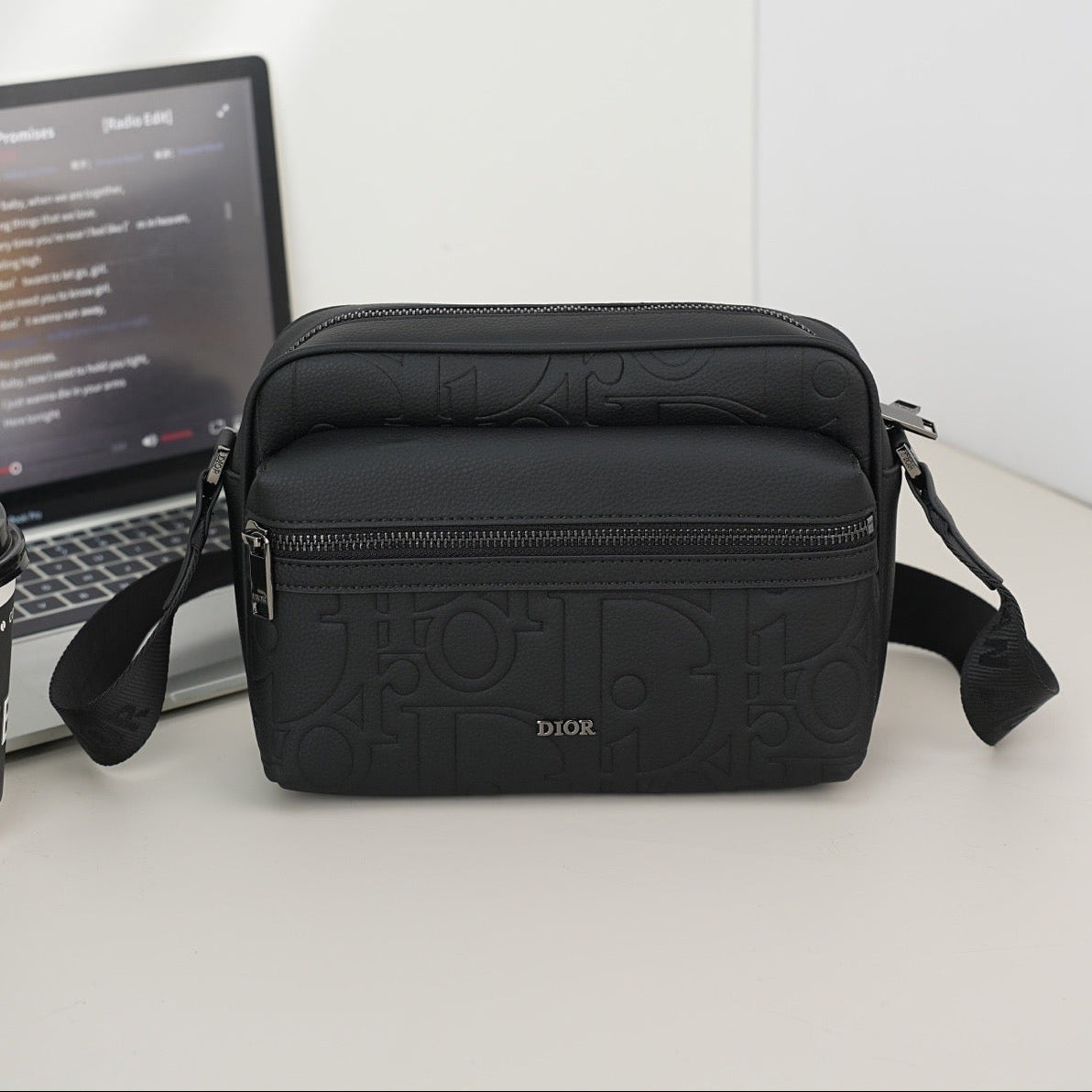 LV 2026 Rider Zipped Messenger Bag Black Calfskin