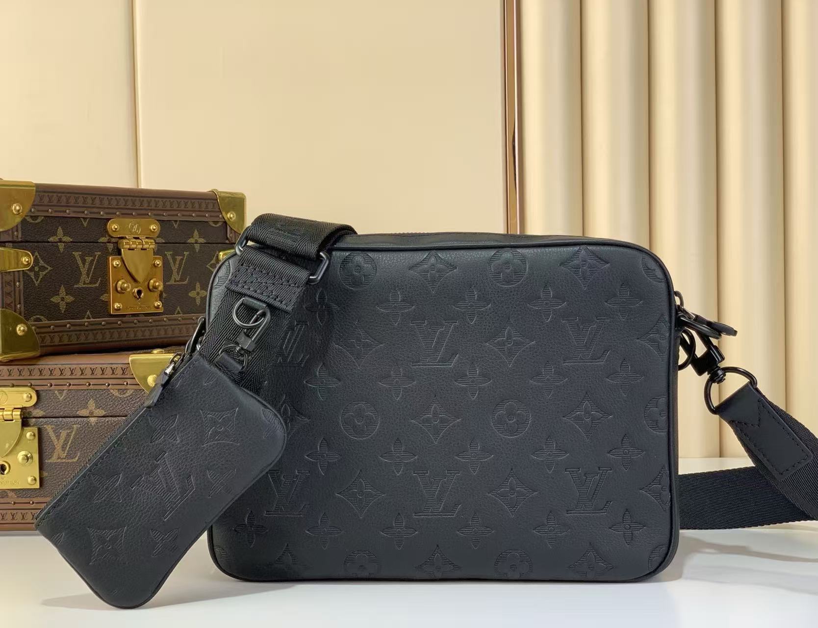 LV 2026 Trio Messenger Black Monogram Shadow Leather