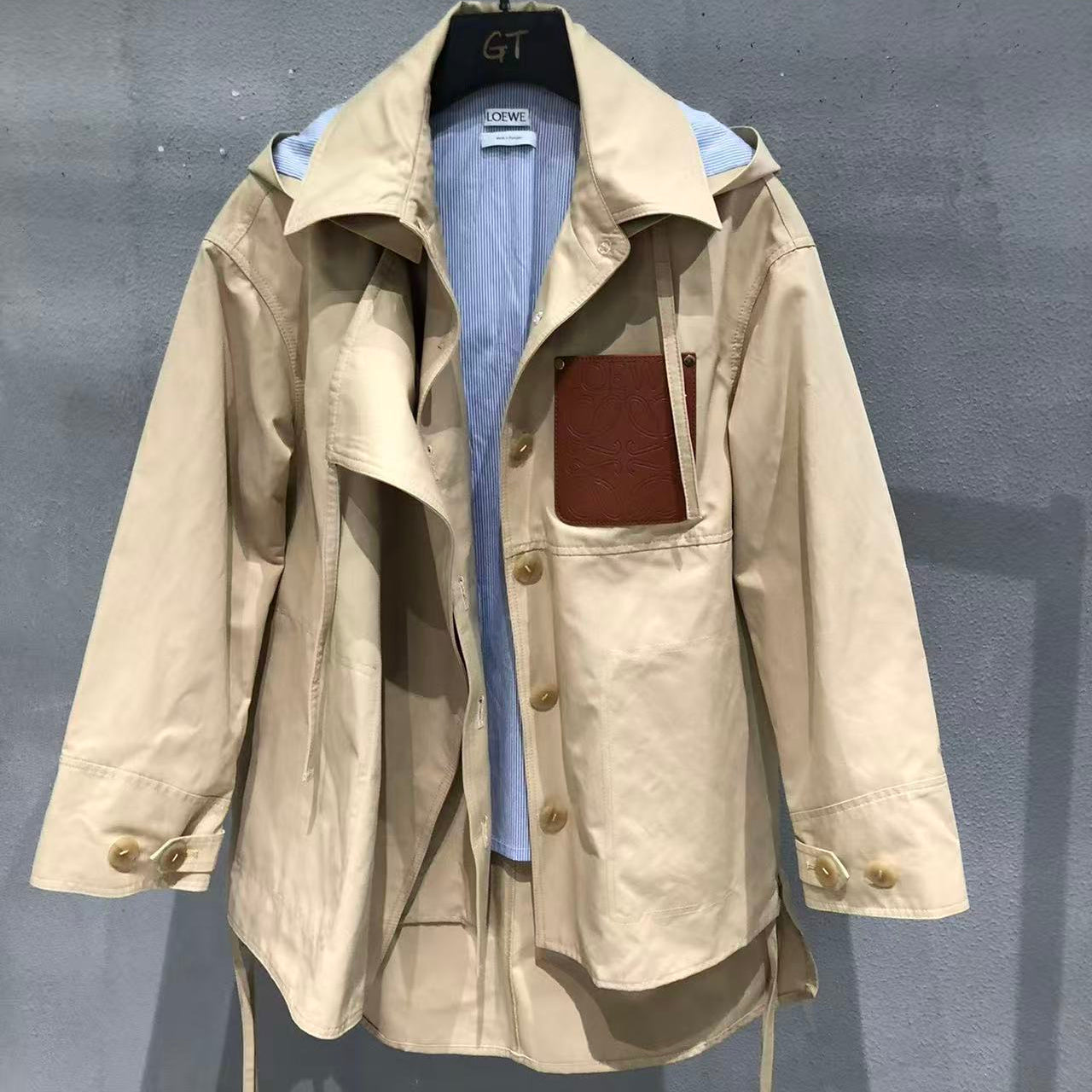 Loewe 2026 Anagram Parka Jacket Beige Cotton