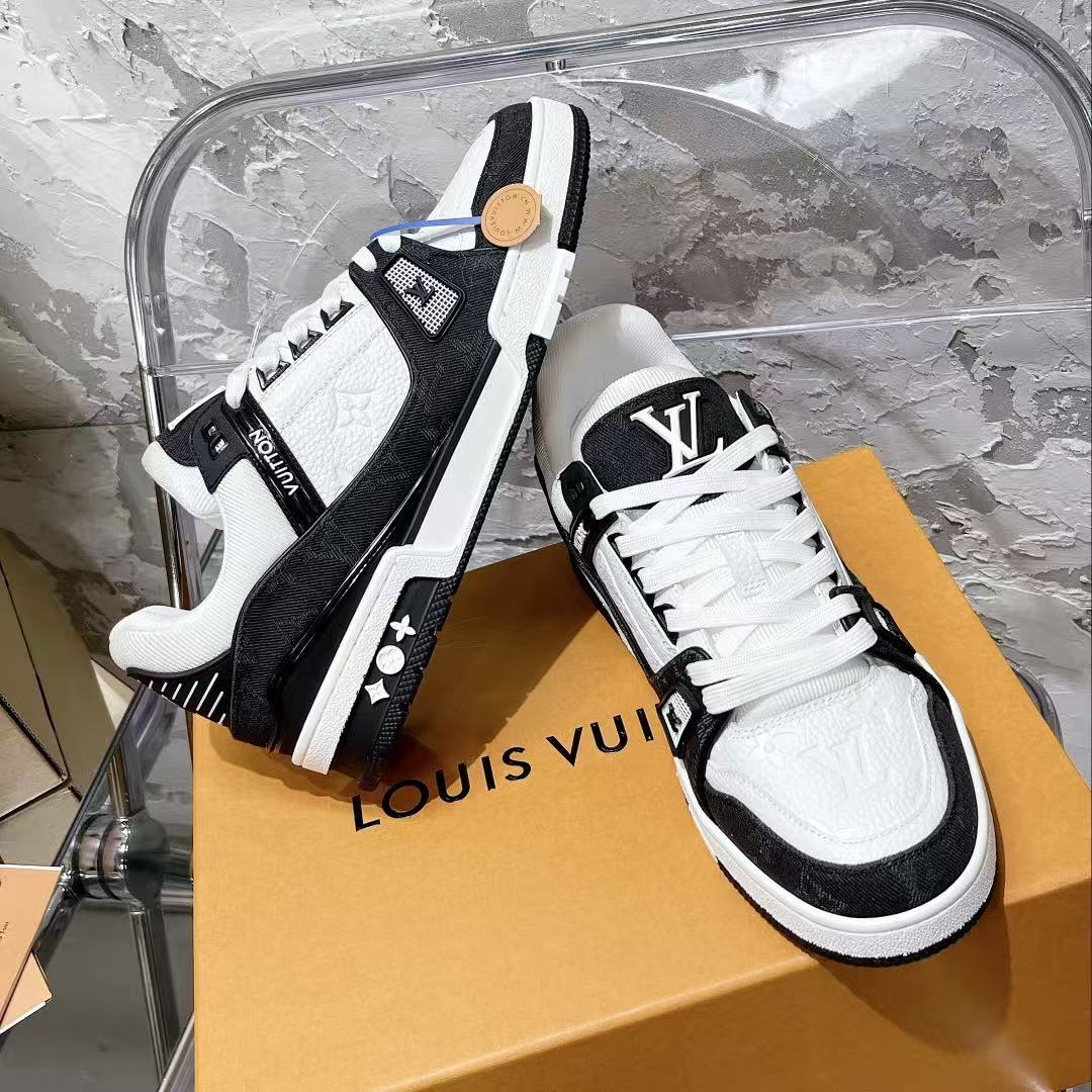 Louis Vuitton 2026 Trainer Black White Monogram Denim Calfskin