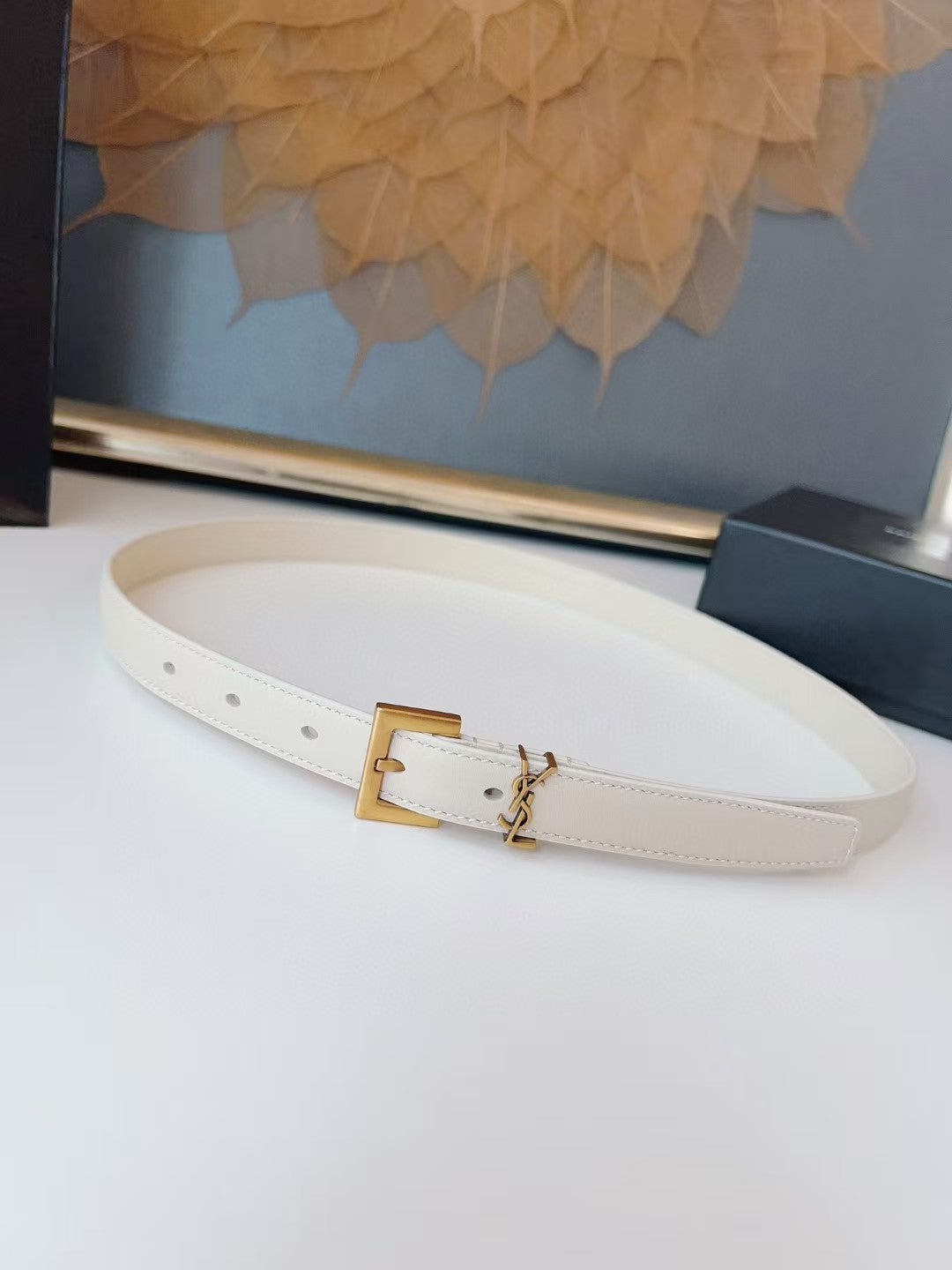 Saint Laurent Cassandre Leather Belt
