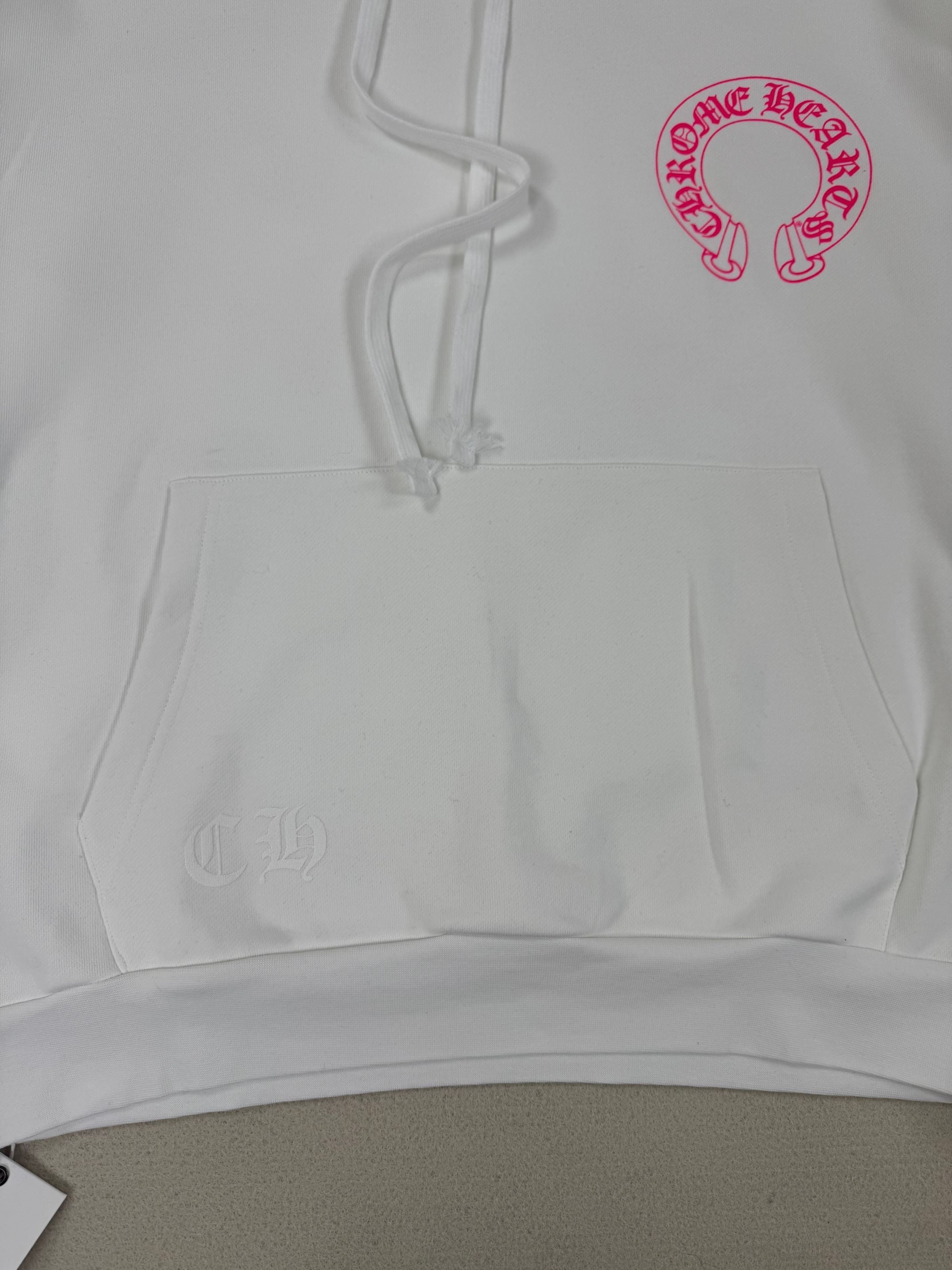Chrome Hearts 2026 Horseshoe-Logo Graphic Hoodie White Pink Fabric