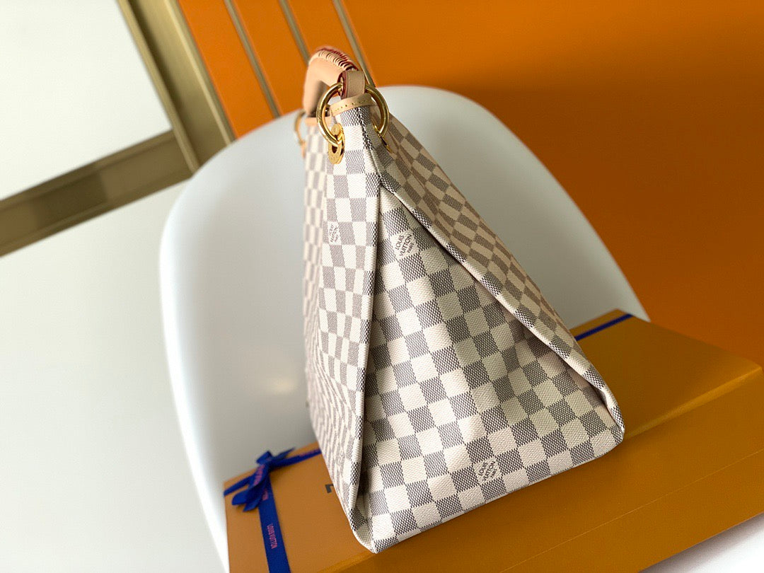 LV 2026 Artsy Bag 46cm Grey Cream Damier Azur Canvas